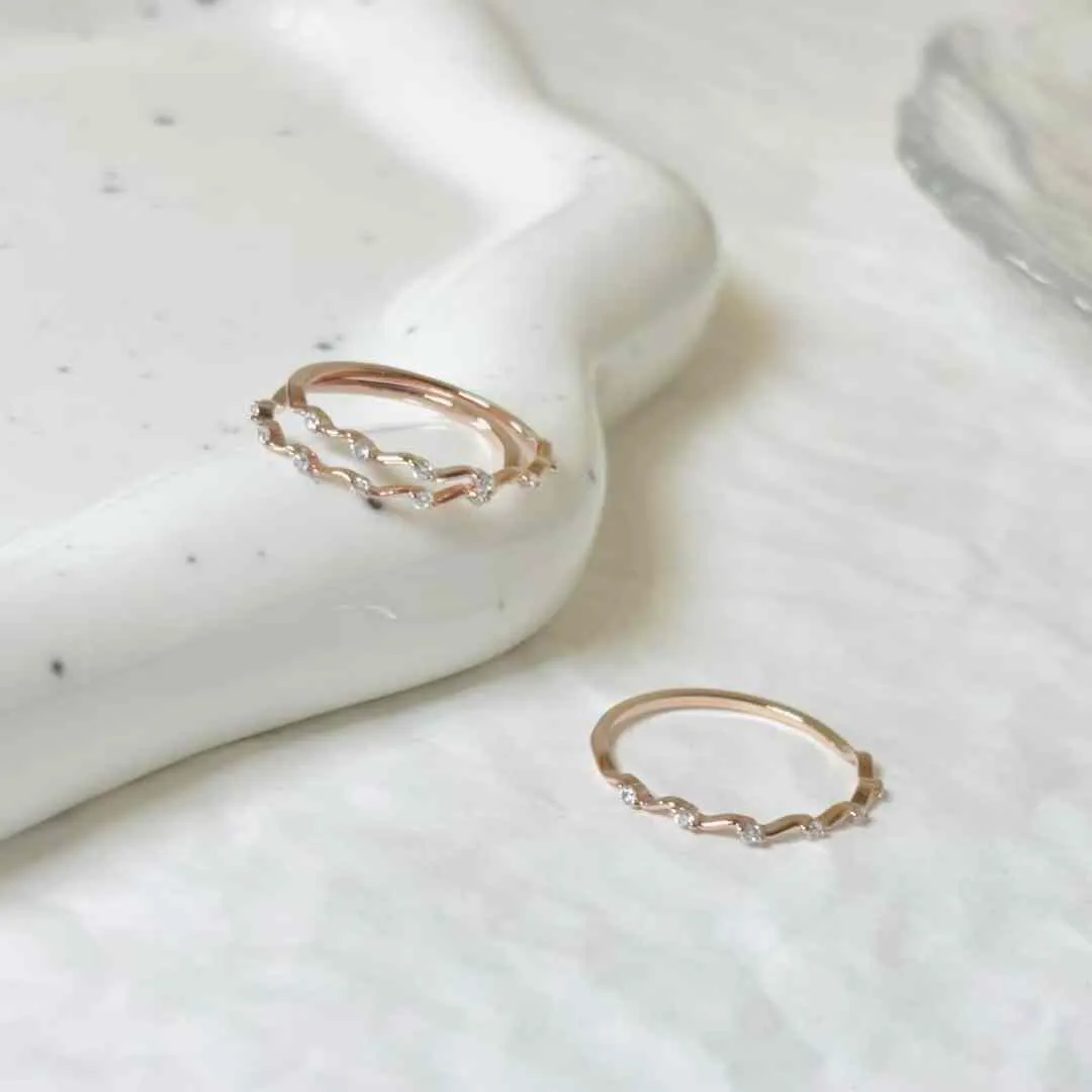 氣質水鑽波紋戒指