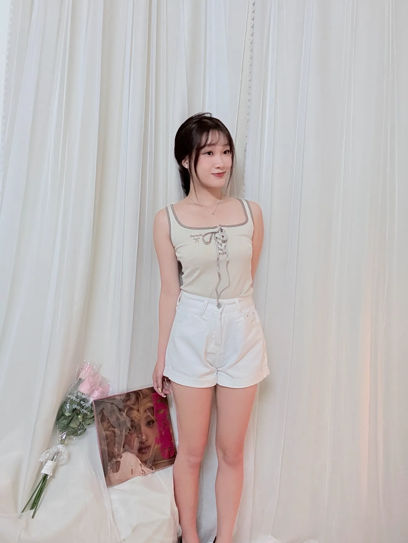 闆娘激推-質感超好撞色綁帶芭蕾刺繡背心