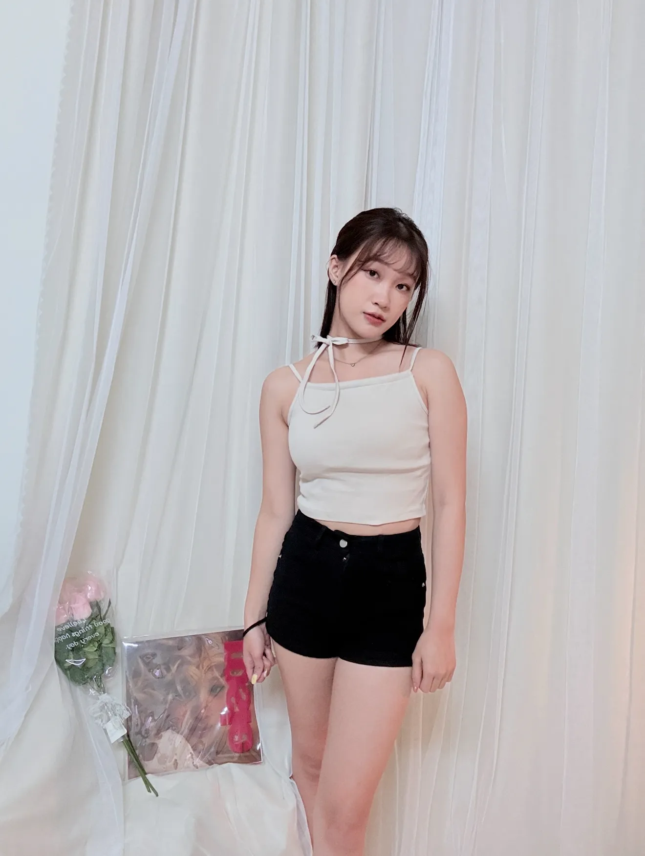 夏日心機-可調後綁帶平口細肩帶小可愛