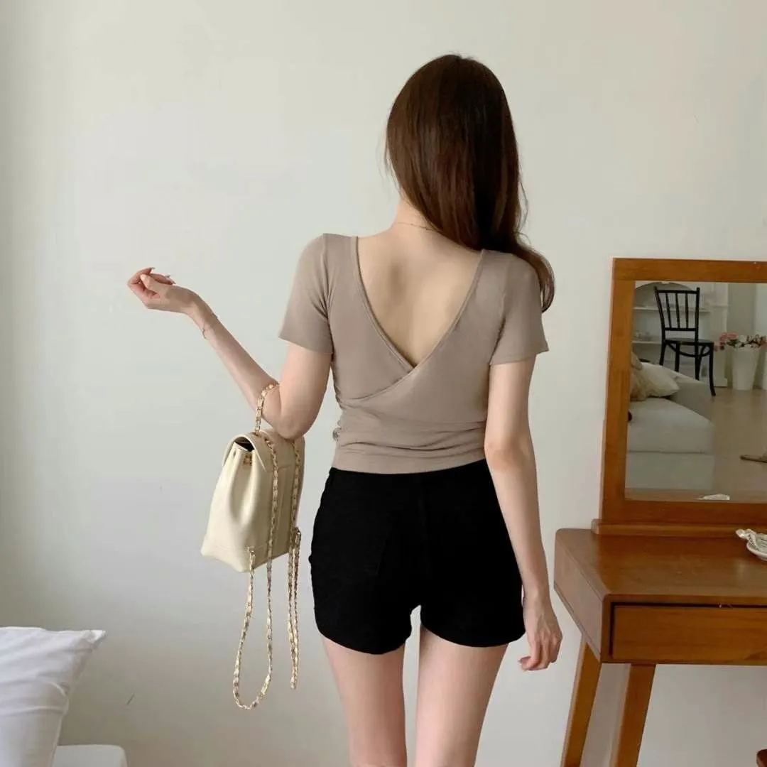 正韓露背顯瘦兩面穿上衣