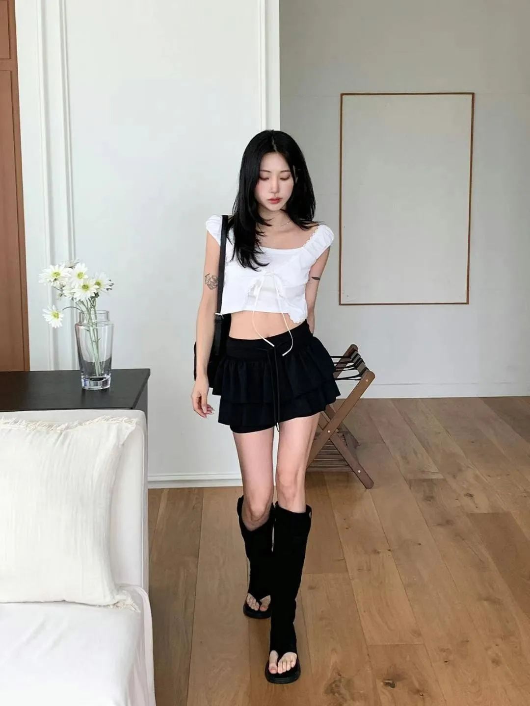 正韓綁帶蛋糕短褲裙