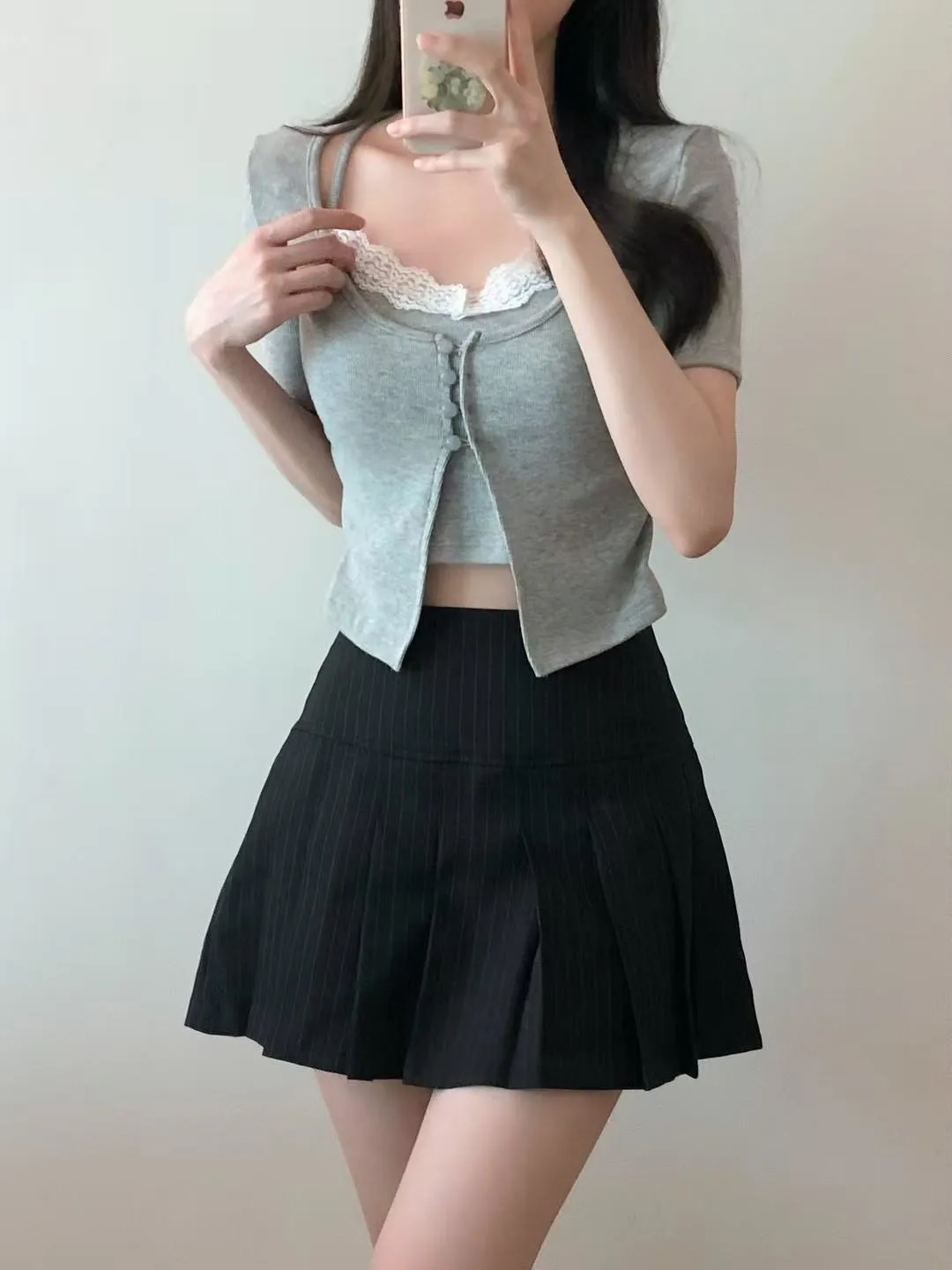 正韓蕾絲背心兩件套上衣