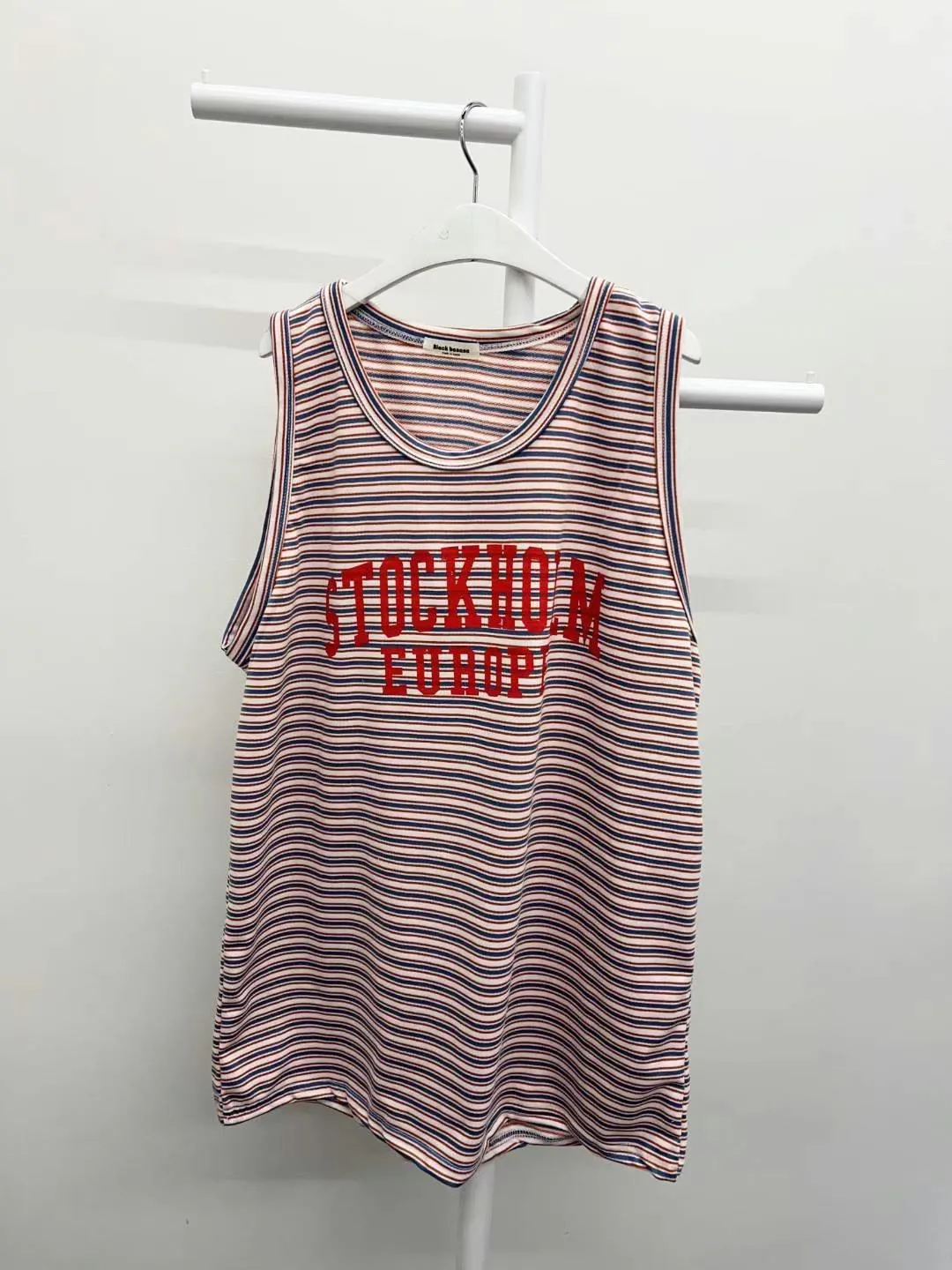 正韓美式配色字母條紋背心