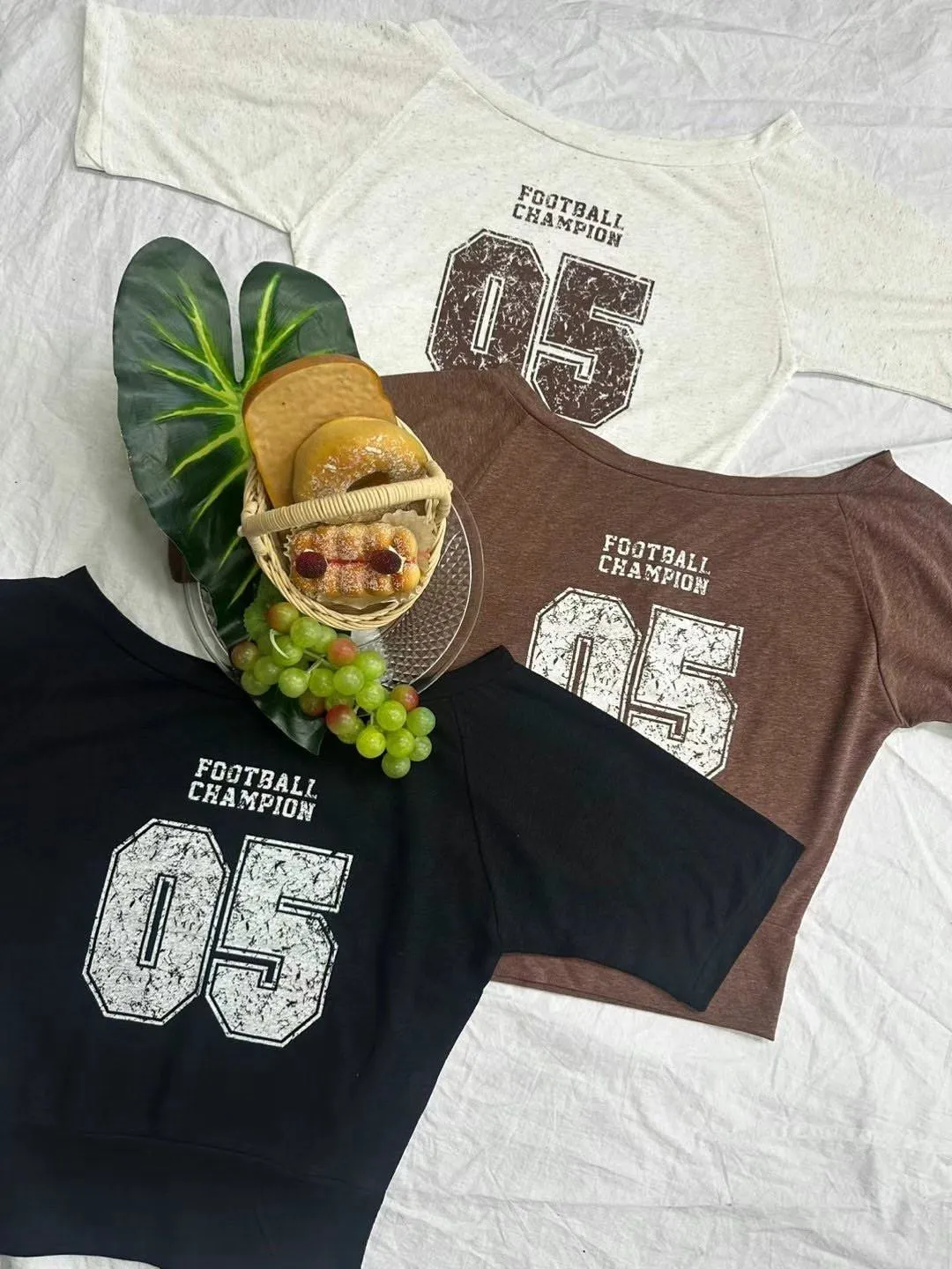 正韓足球俱樂部露肩亞麻上衣