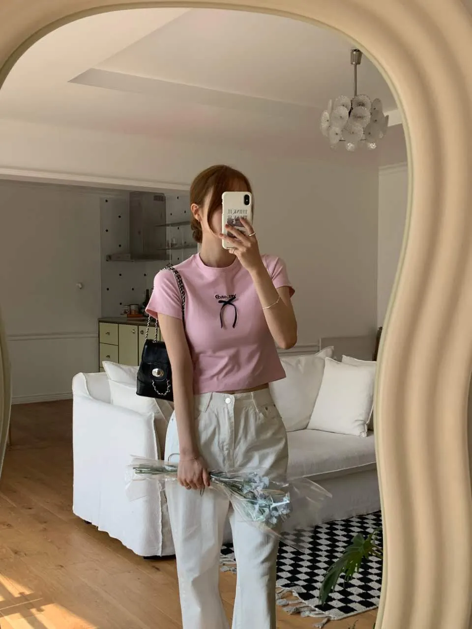 ️正韓 親膚蝴蝶結彈力上衣