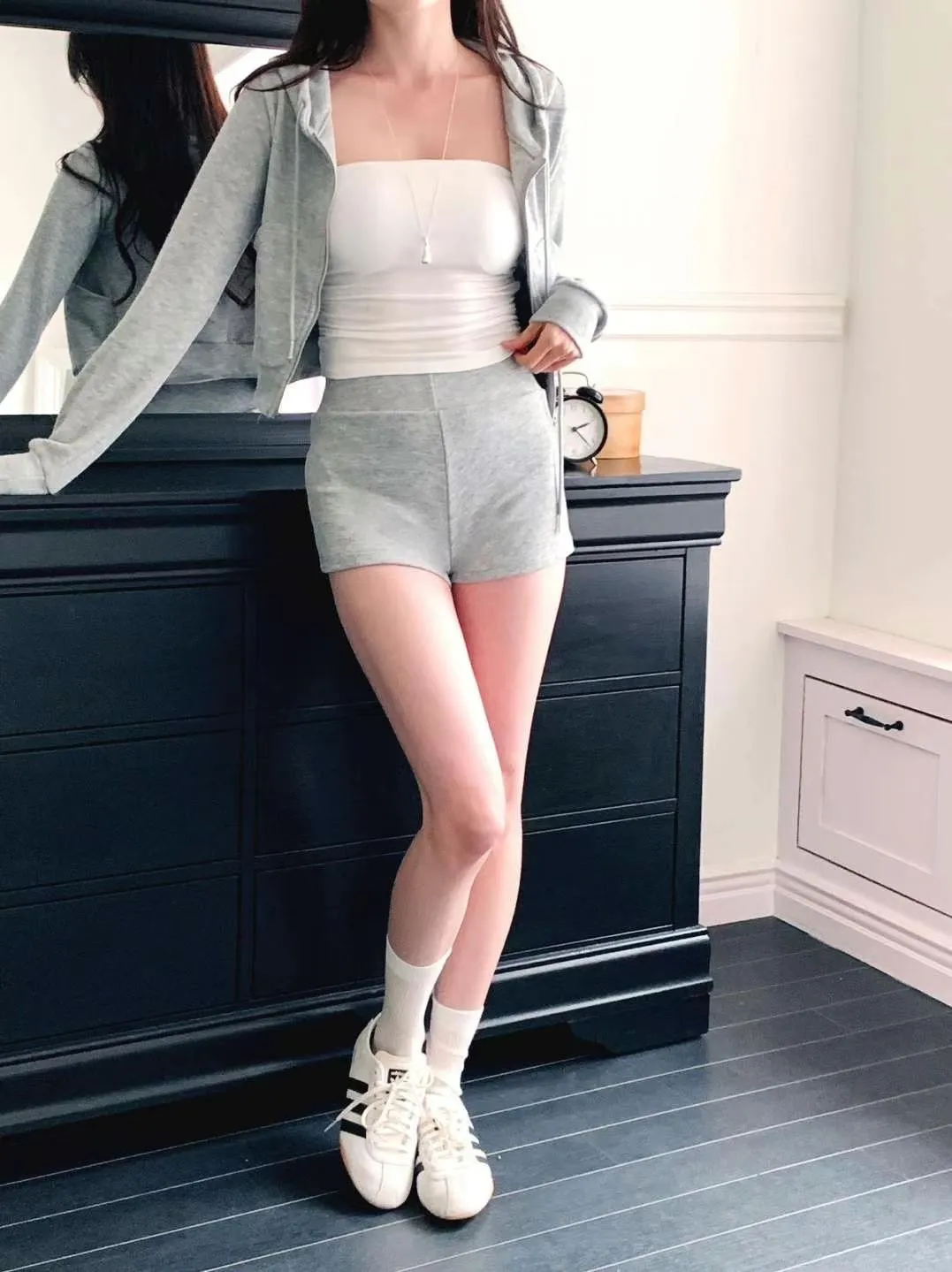 正韓 Y2K連帽修身彈力外套