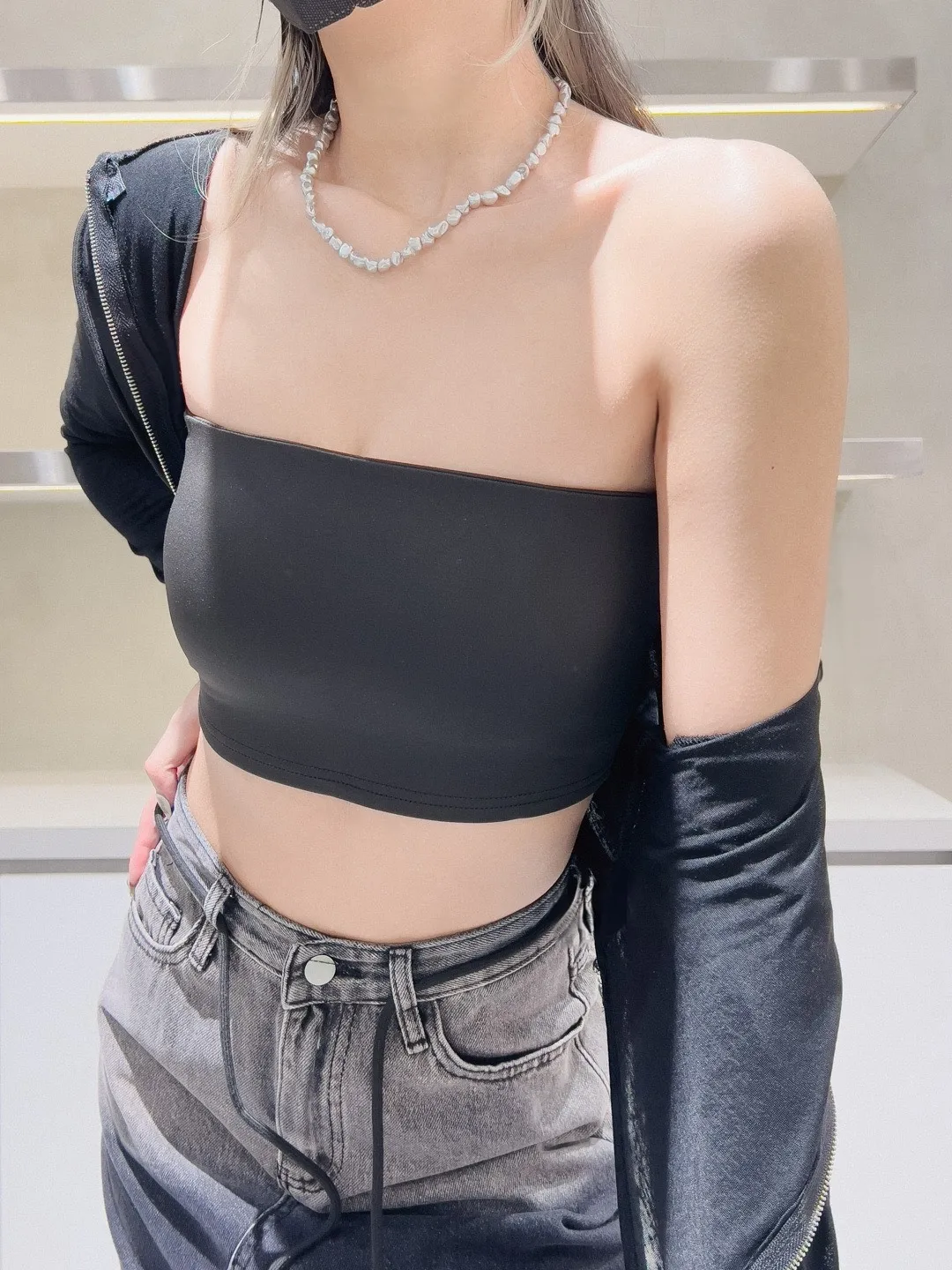 冰絲厚磅彈力膠條防滑平口