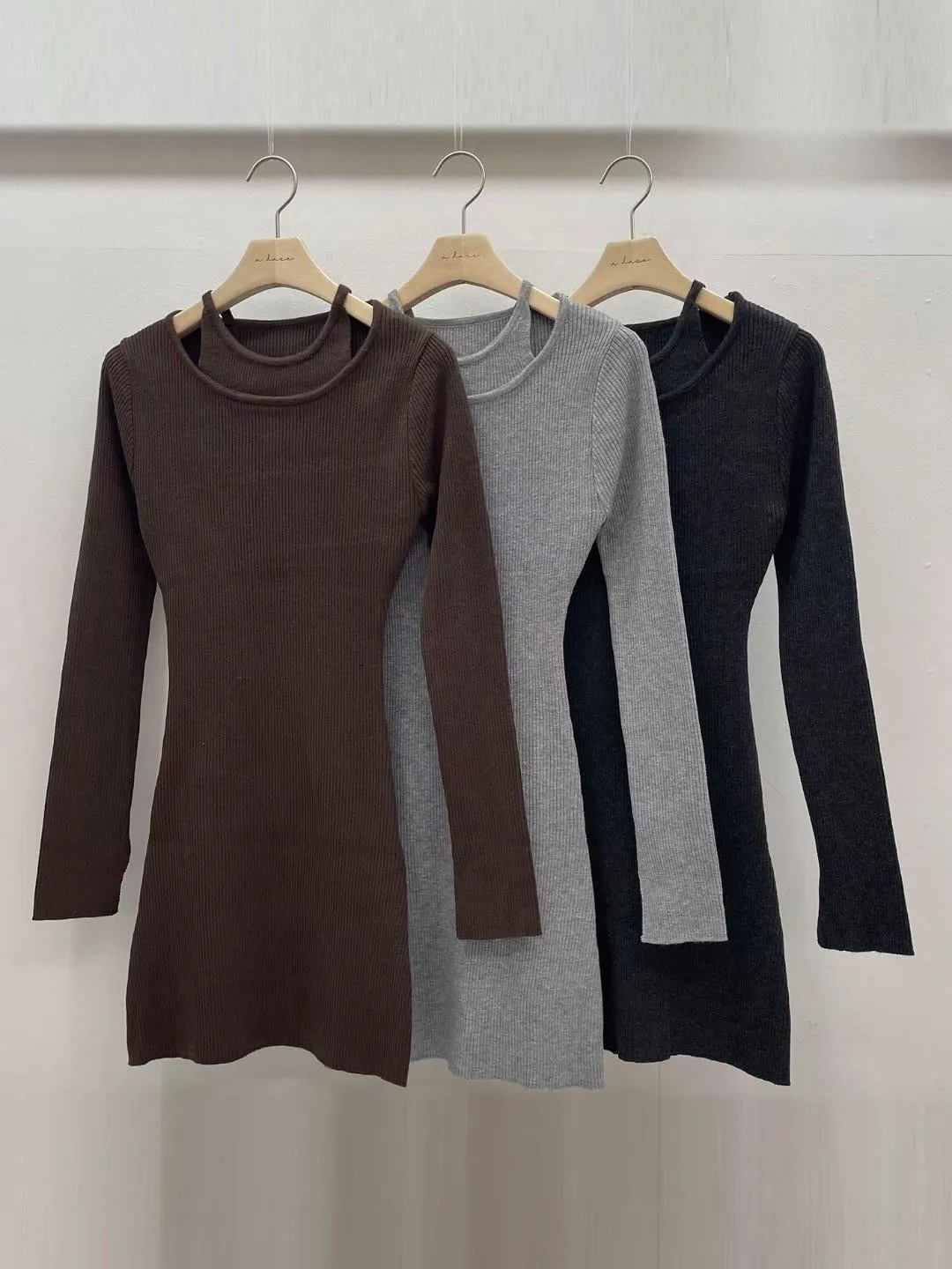 正韓直紋針織包臀裙