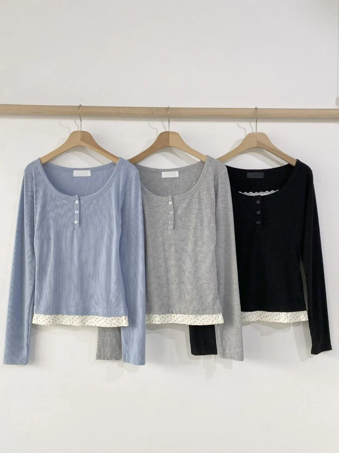 正韓假兩件小碎花上衣