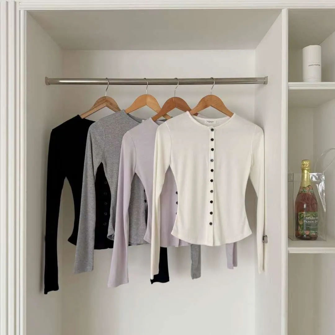 正韓日常鈕扣開衫上衣