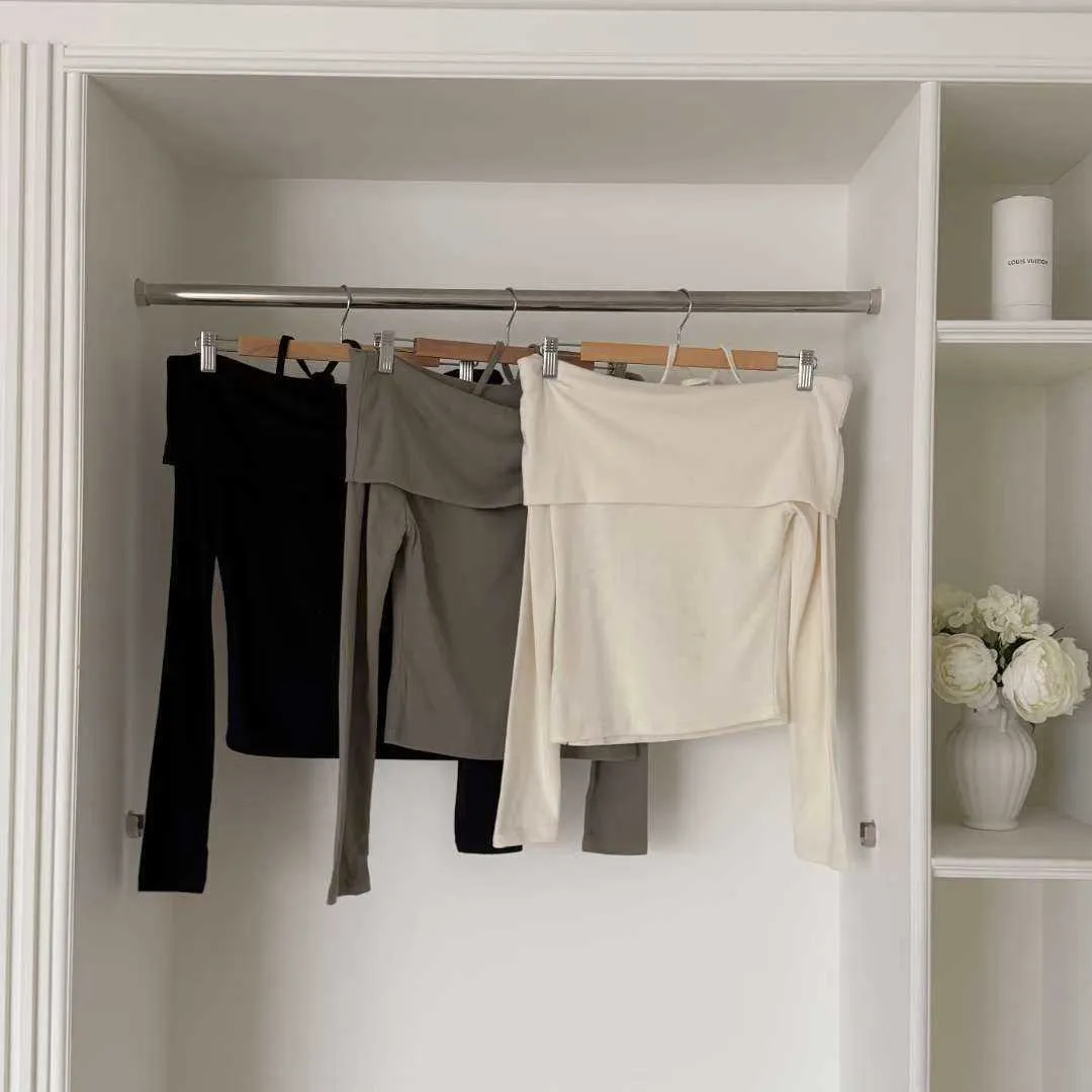 正韓綁帶露肩上衣