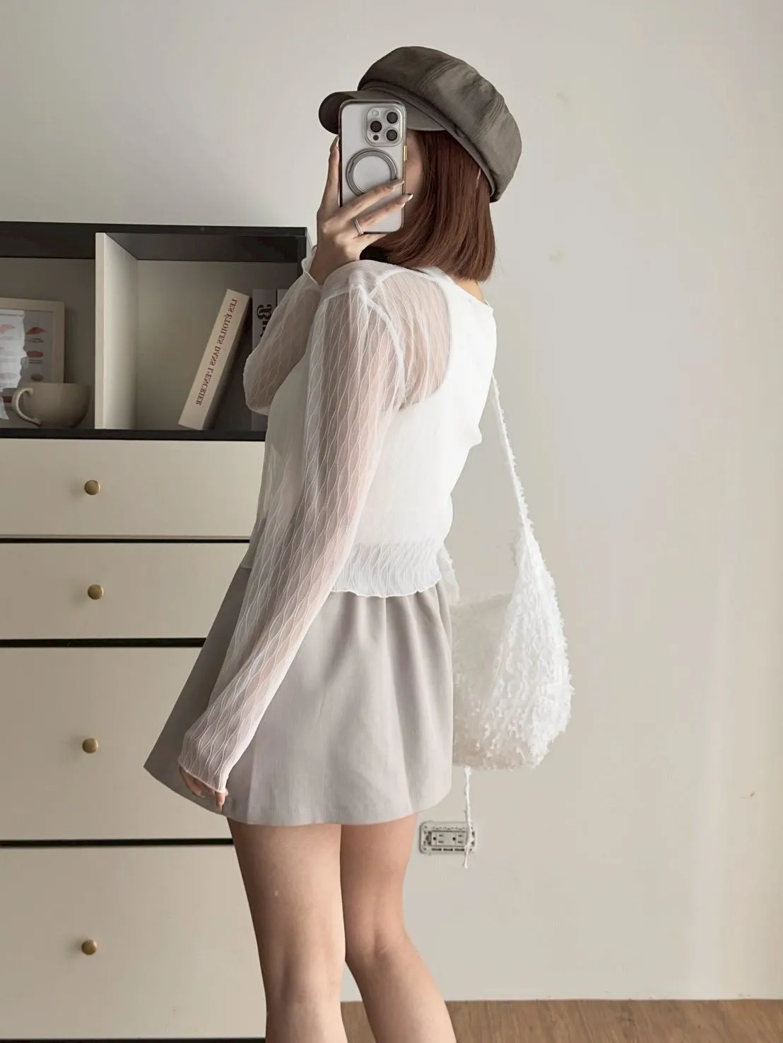綁帶造型百褶西裝短裙