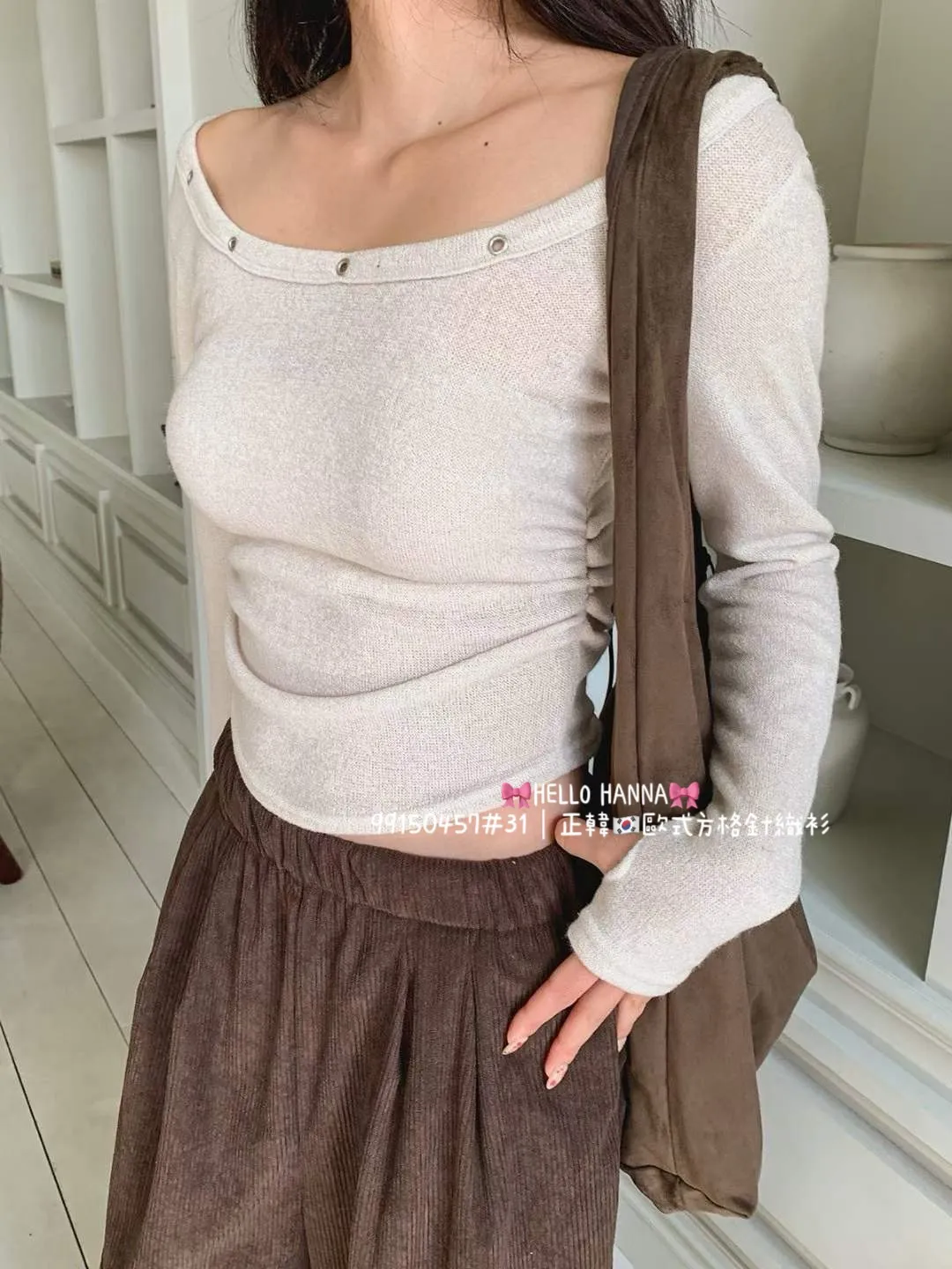 正韓歐式方格針織衫