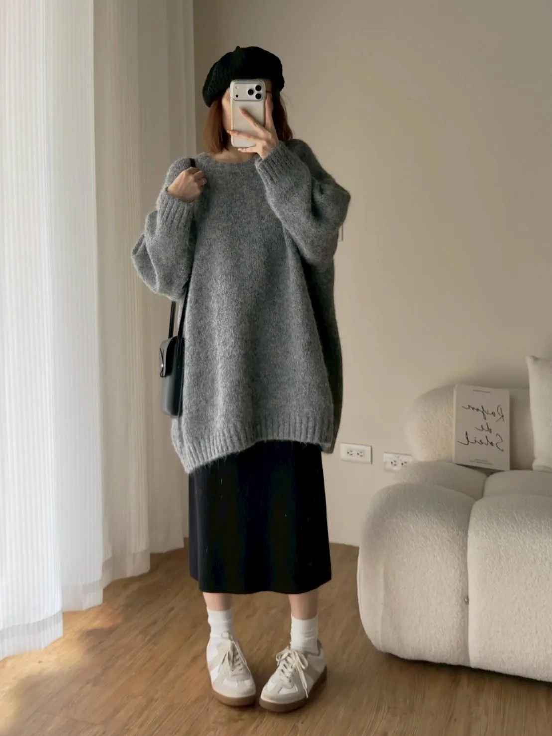 苞芯紗針織後開衩百搭長裙