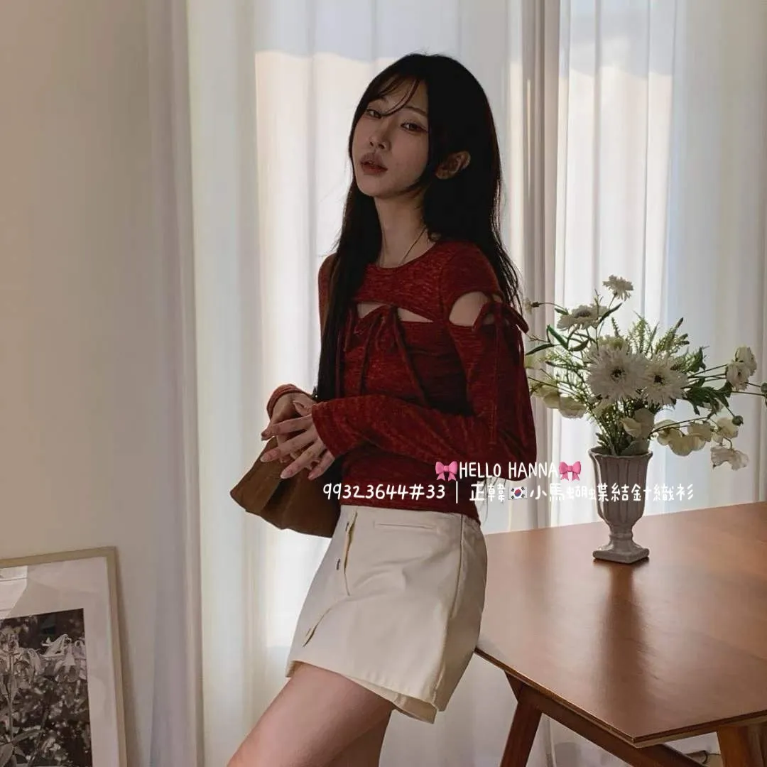 正韓小馬蝴蝶結針織衫