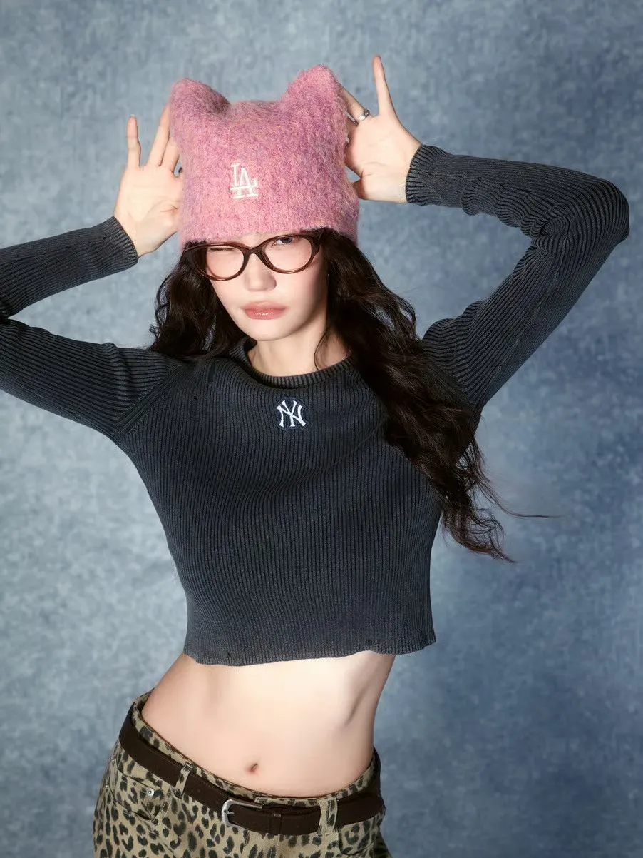 MLB緞帶貓耳毛帽