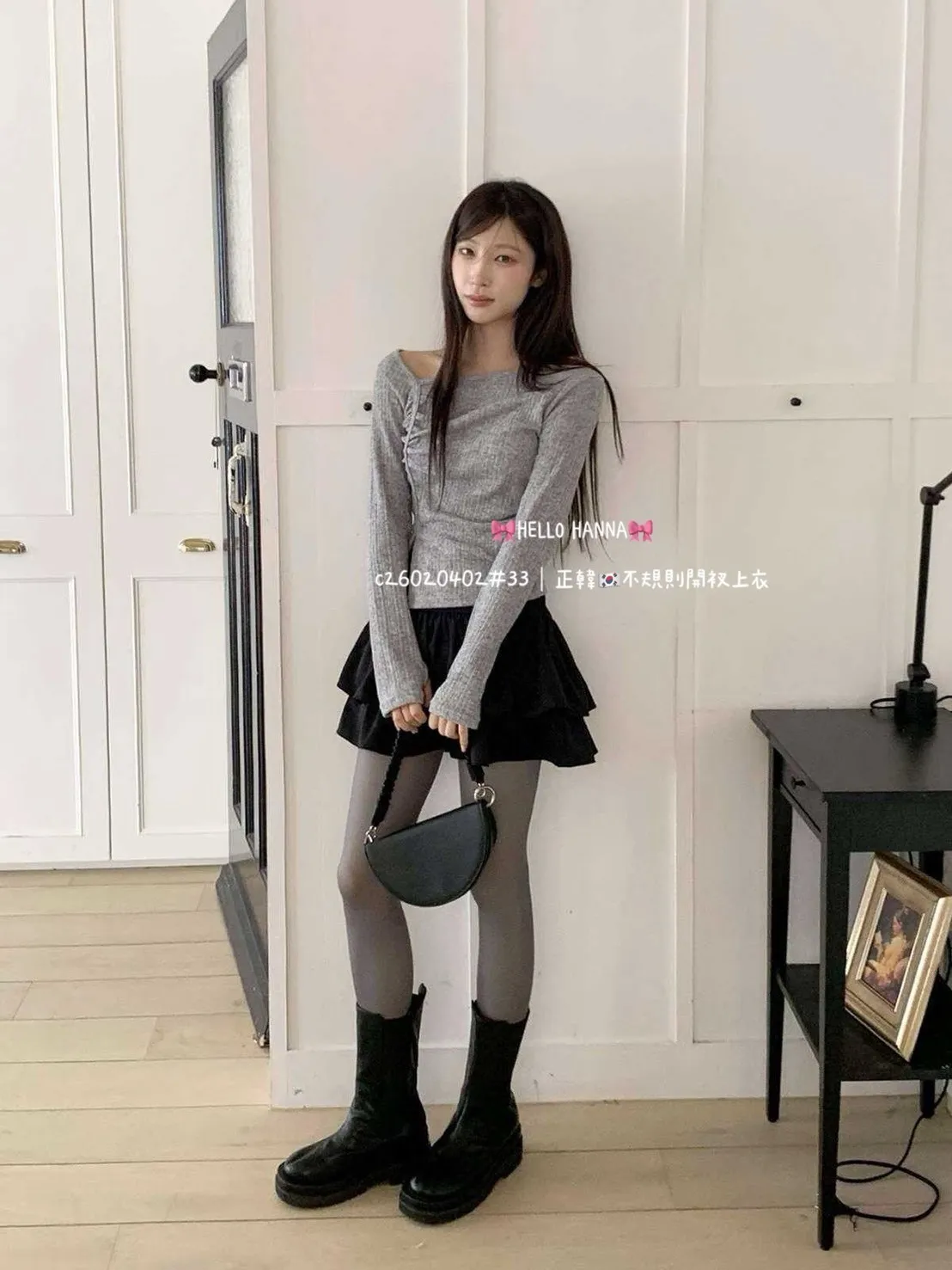 正韓不規則開衩上衣