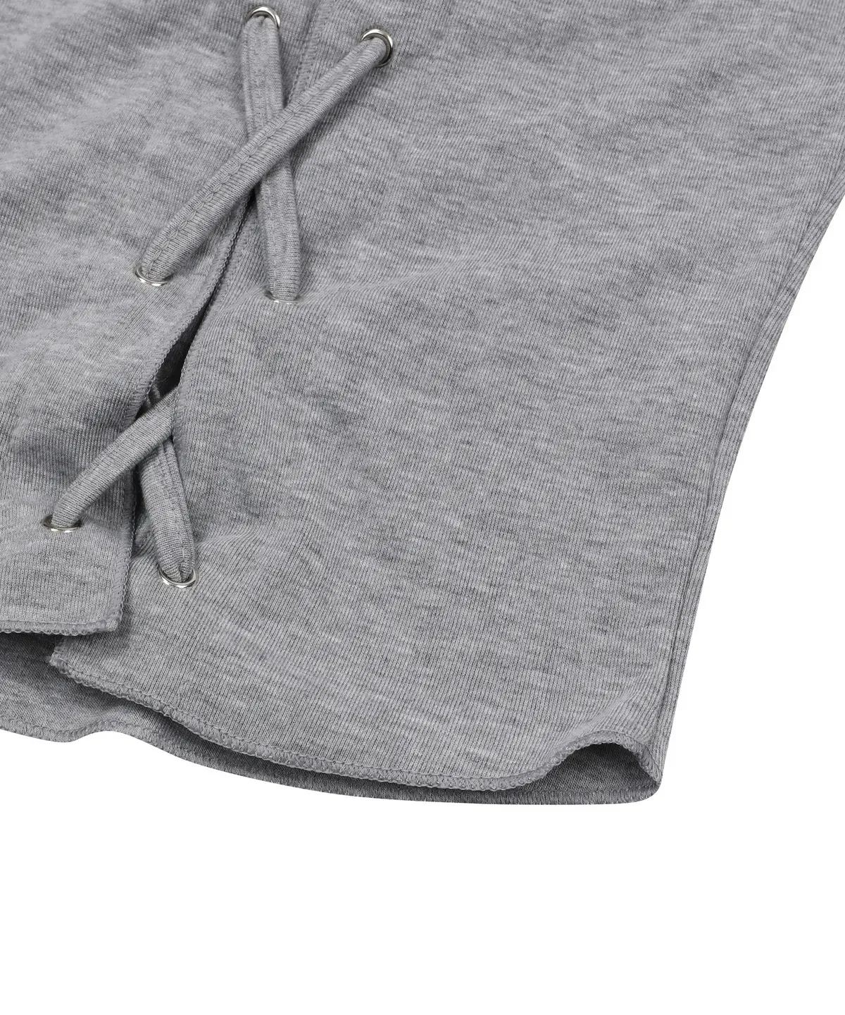  【預購】 MUCENT SARON EYELET LACE-UP SLIM FIT HALF T 前交叉 綁帶上衣