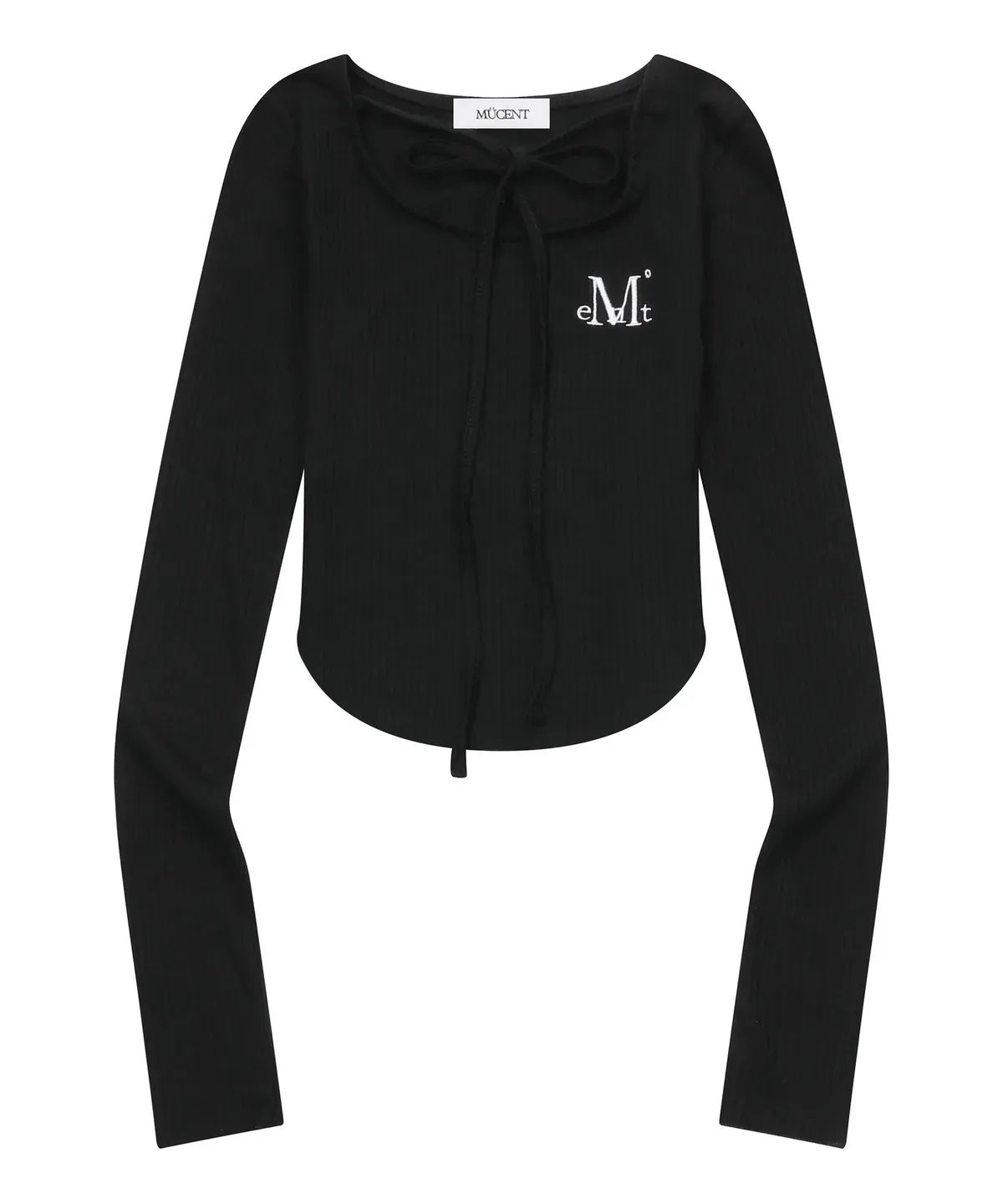 【預購】 MUCENT VERION STRAP RIBBON LONG SLEEVE T 繞脖 綁脖 下圓弧修身上衣