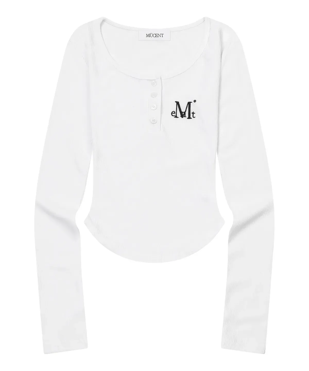 【預購】 MUCENT ANIV U-NECK SLIM FIT LONG SLEEVE T 排扣 素面 下圓弧 修身上衣