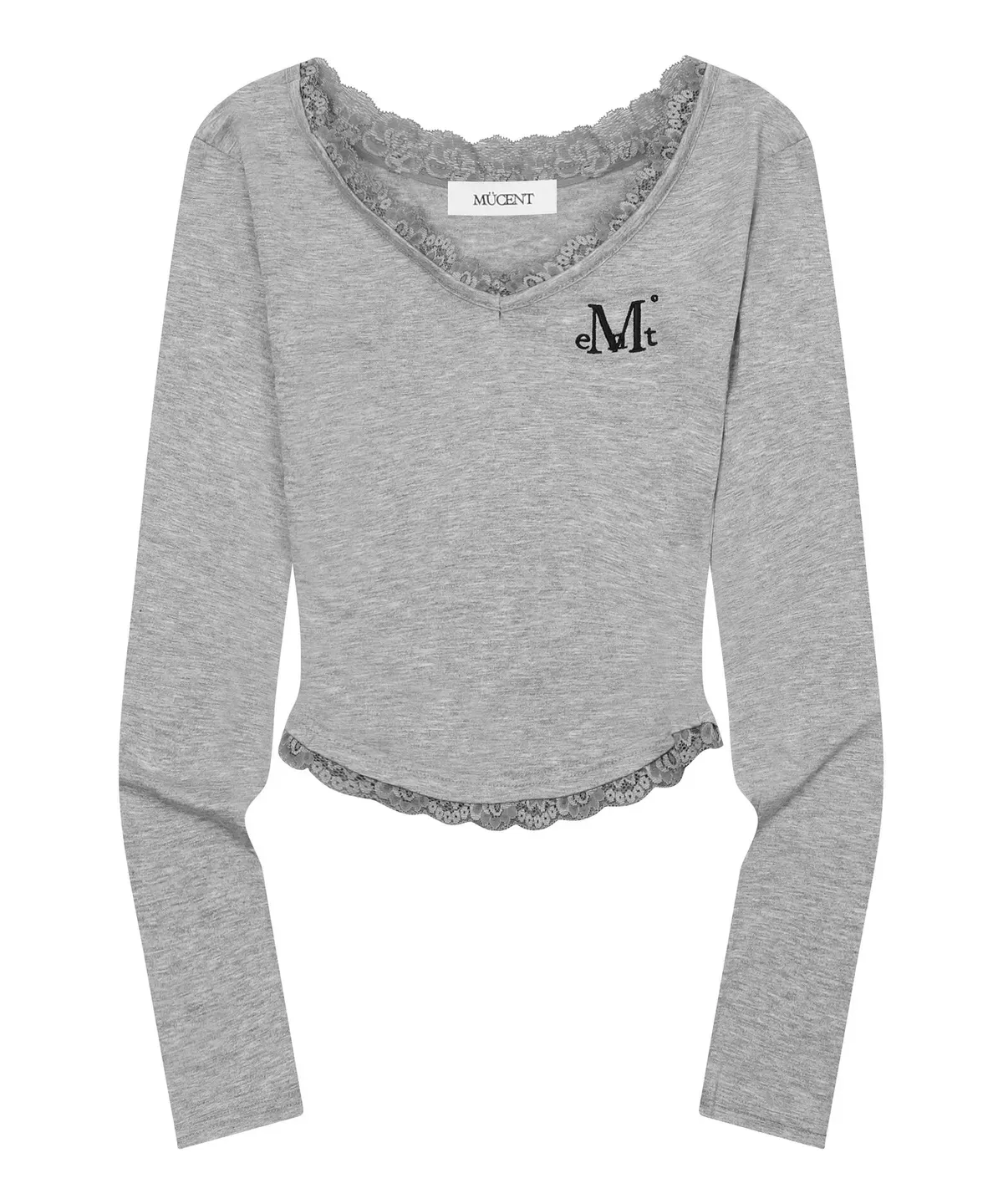 【預購】 MUCENT SUNNIOR LACE V-NECK LONG SLEEVE T 熱銷款 蕾絲 Ｖ領修身上衣