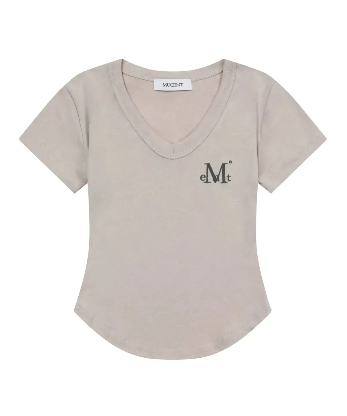 【預購】 MUCENT VELIN V-NECK CROP HALF T 刺繡 V領 修身上衣