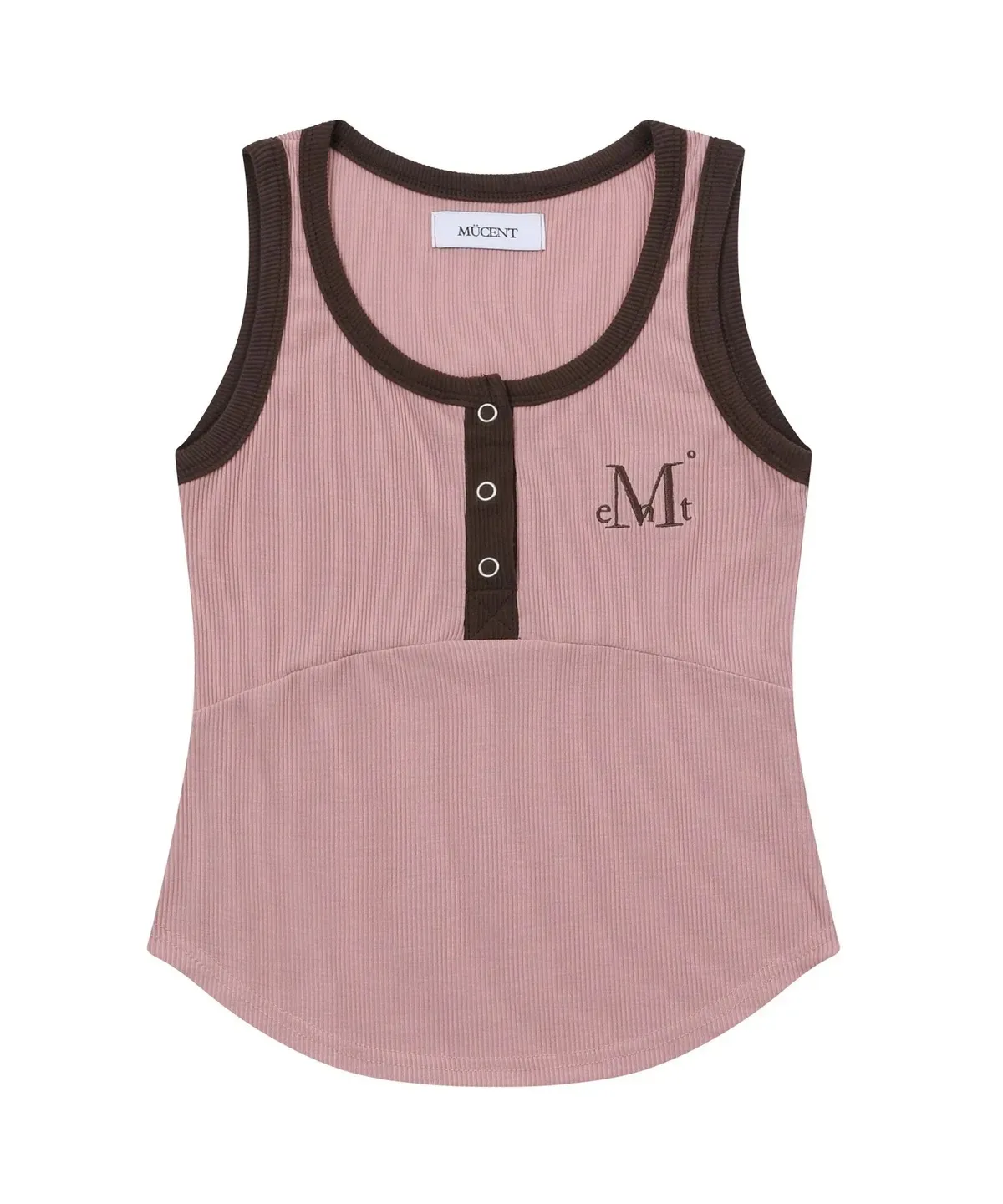 【預購】 MUCENT COLOR-POP BUTTON CROP SLEEVELESS 滾邊 配色 下圓弧 修身背心