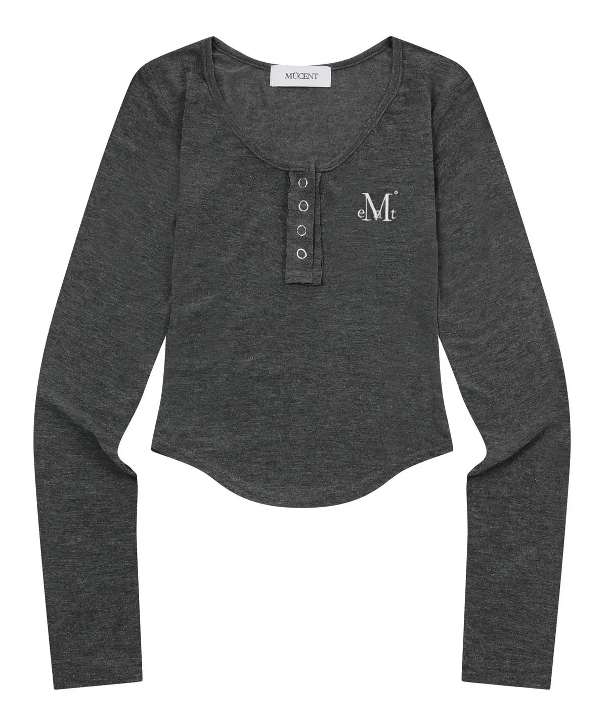 【預購】 MUCENT HARING SIGNATURE LOGO SNAP BUTTON U NECK T 半開扣 刺繡 修身上衣
