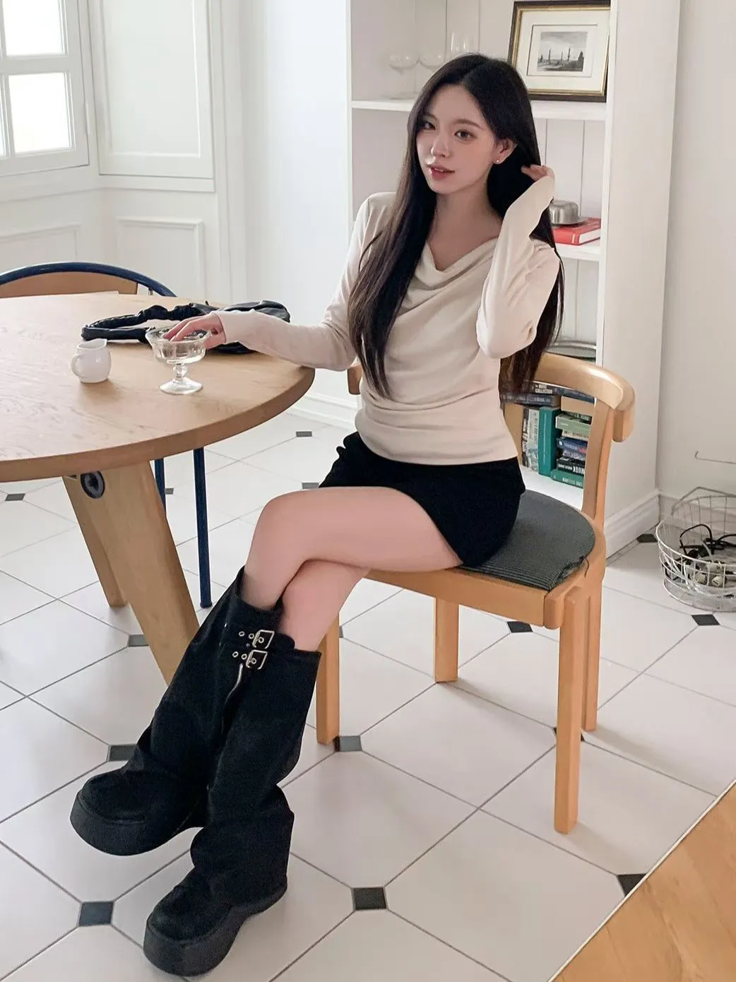 正韓氣質垂領上衣