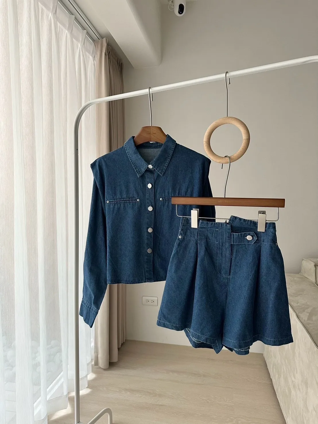 懶人穿搭-軟牛仔輕布襯衫顯瘦套裝