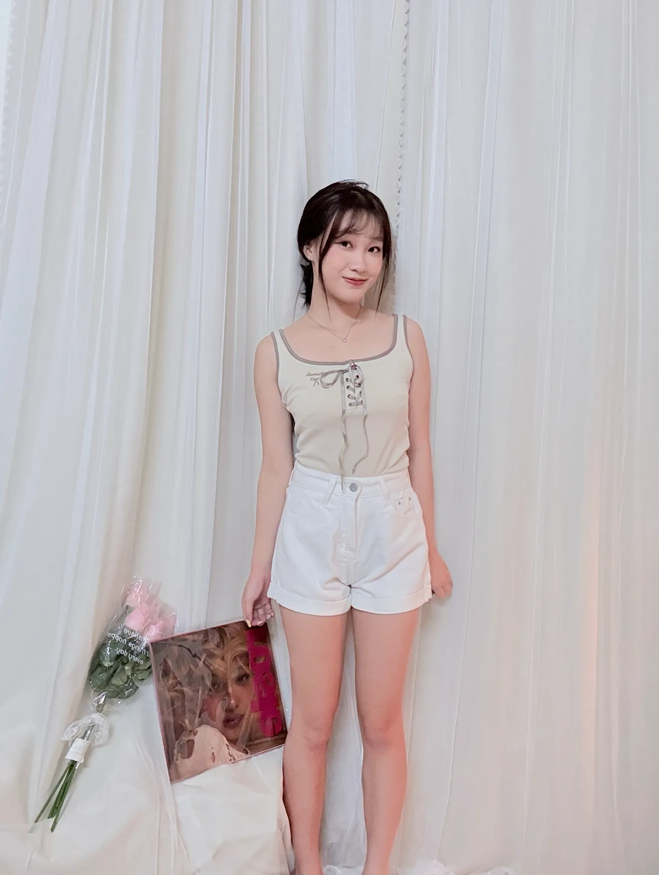 闆娘激推-質感超好撞色綁帶芭蕾刺繡背心