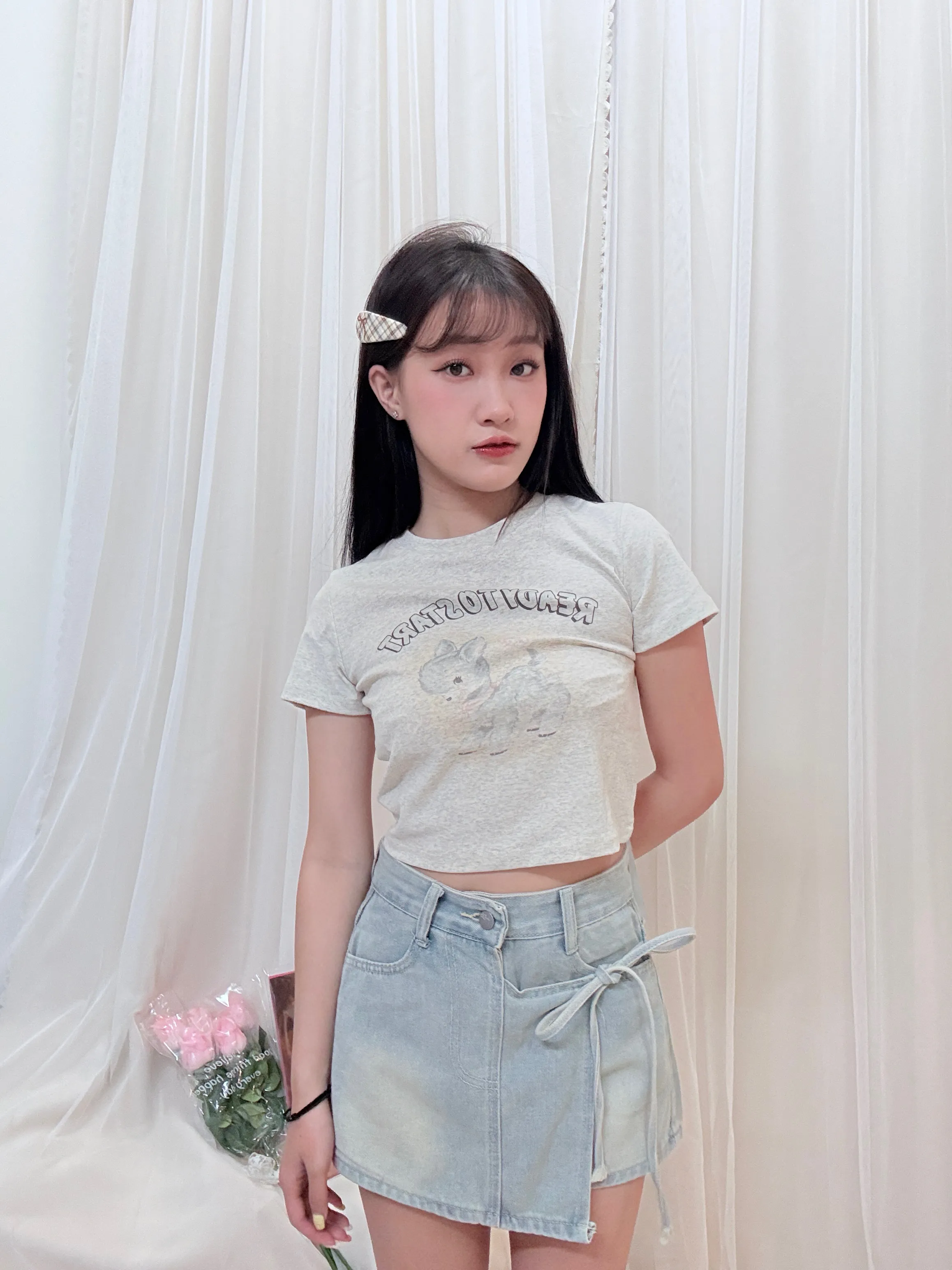 日常可愛-甜辣小鹿斑比卡通圓領小T