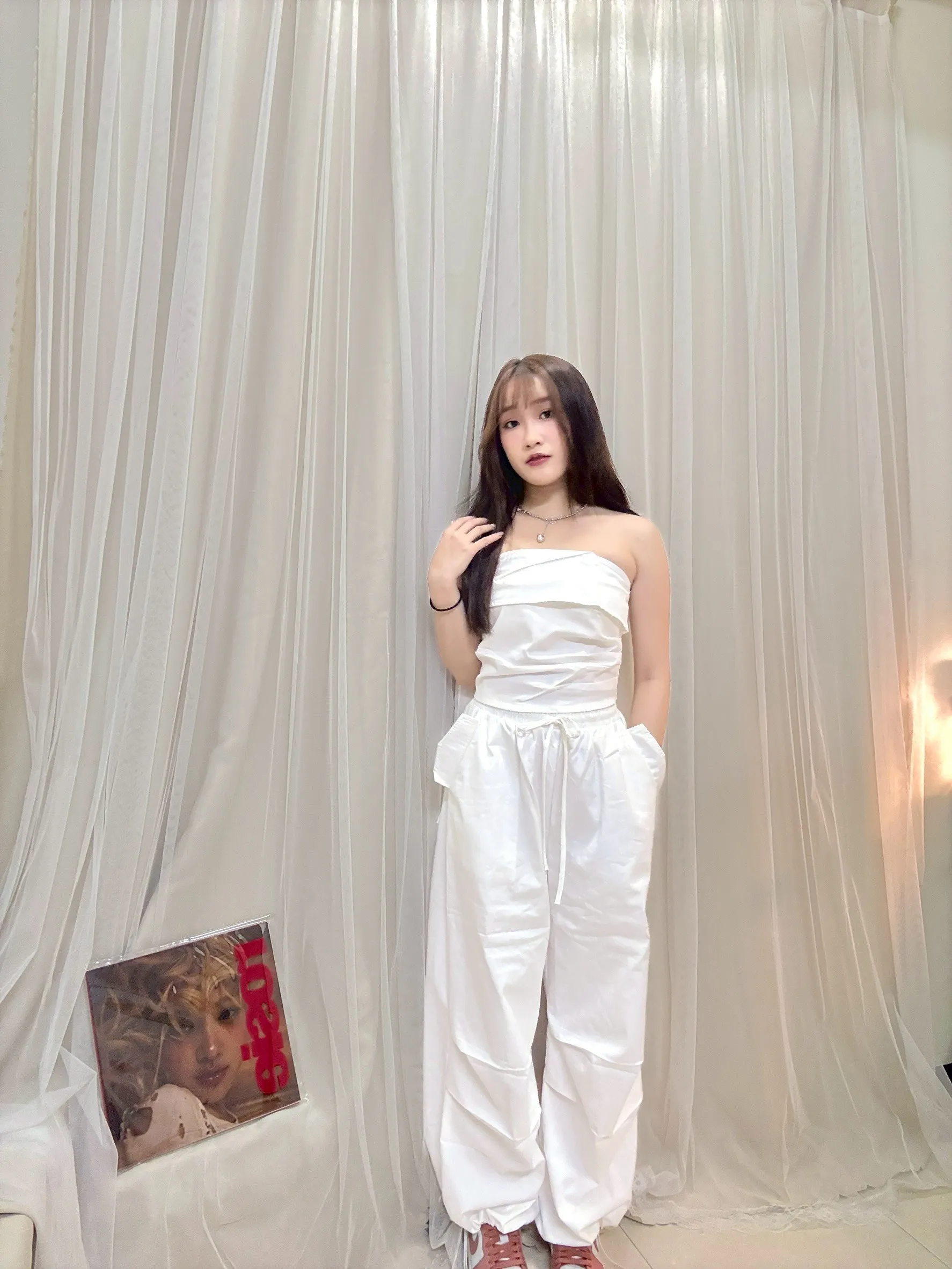 酷炫甜辣風-工裝平口闊腿套裝