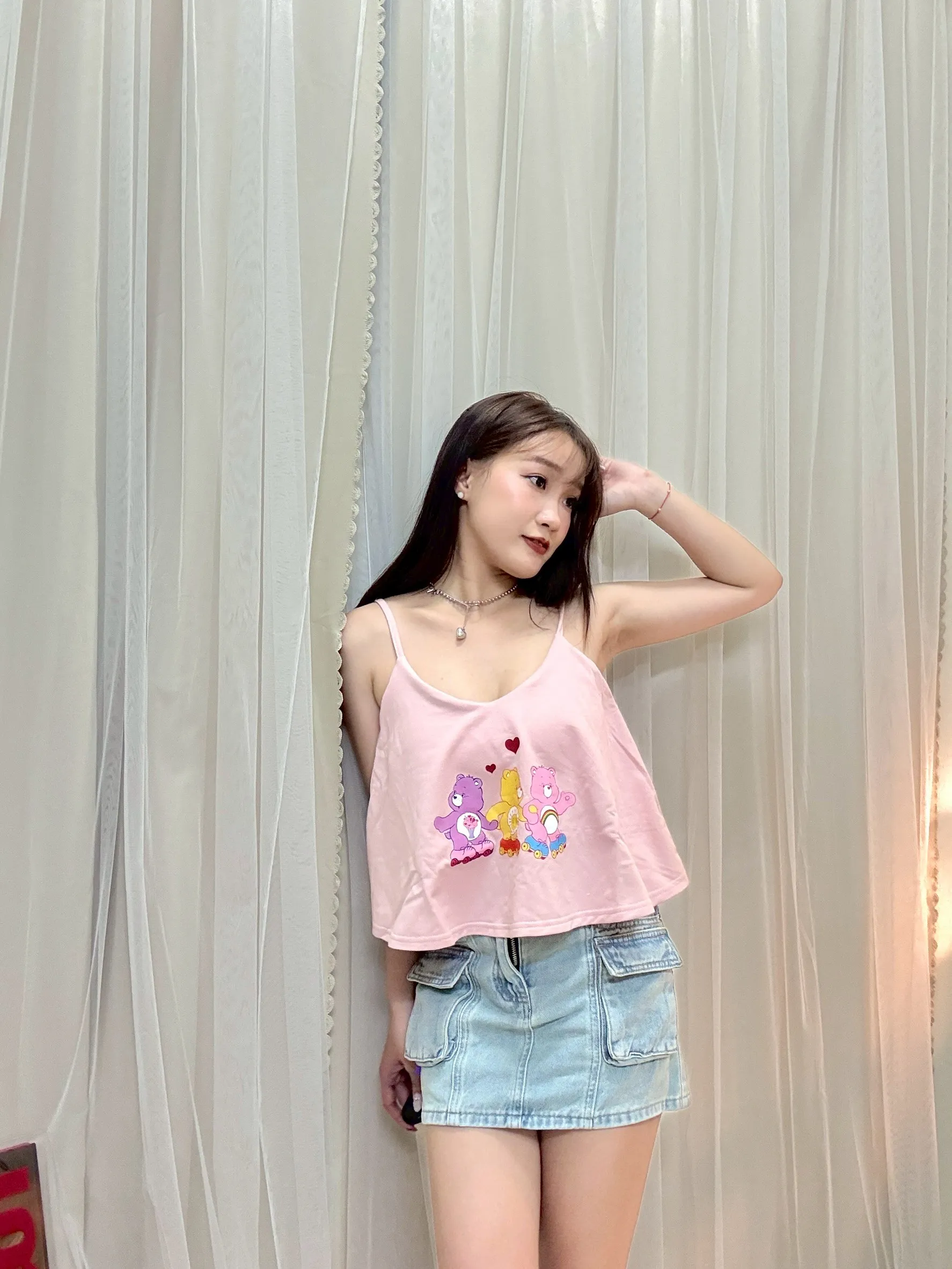 海邊必穿-彩虹小熊細肩傘洋上衣