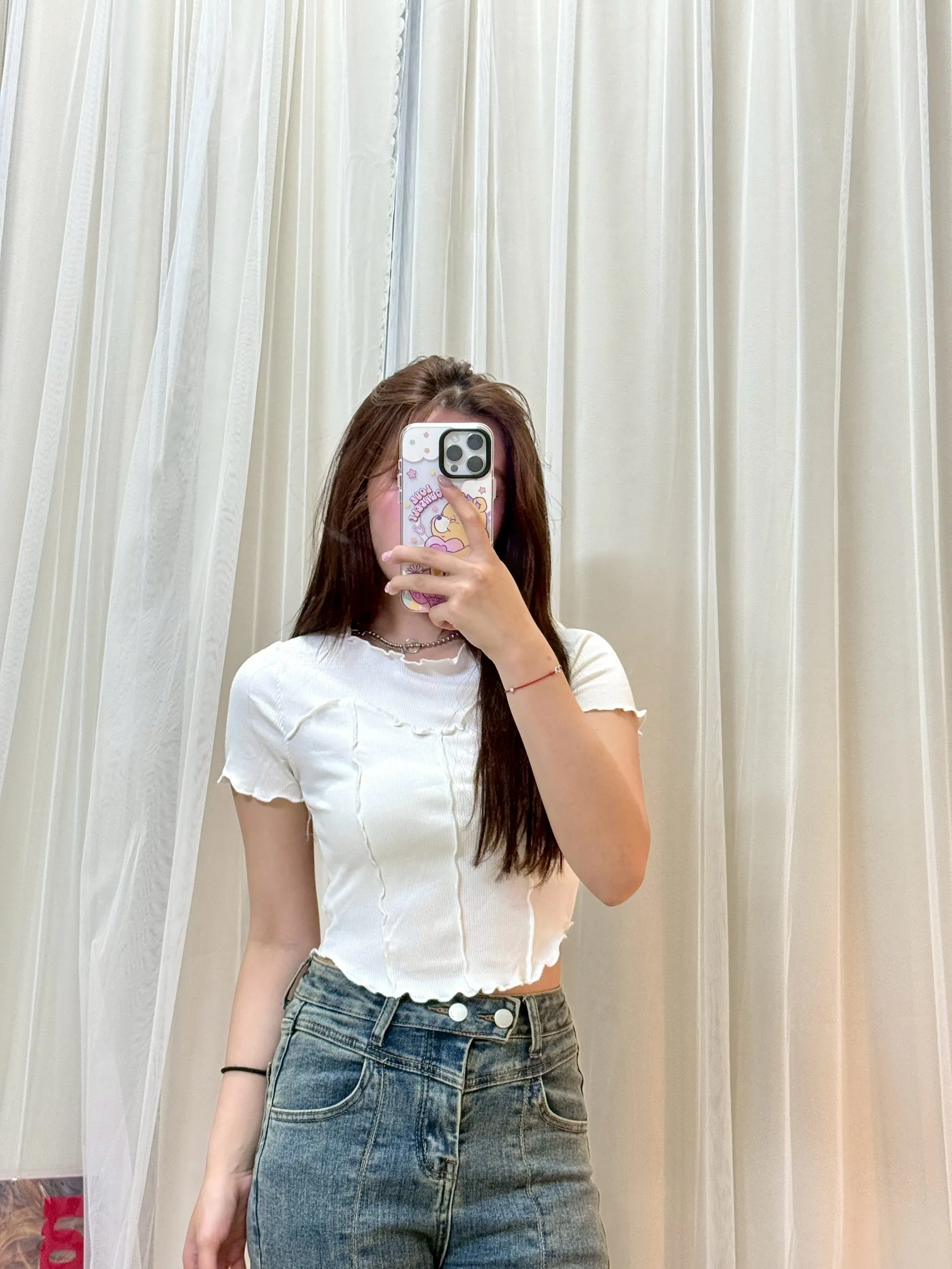 吸睛韓風-木耳邊中車線上衣