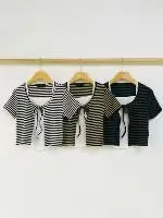 正韓條紋綁帶小外套