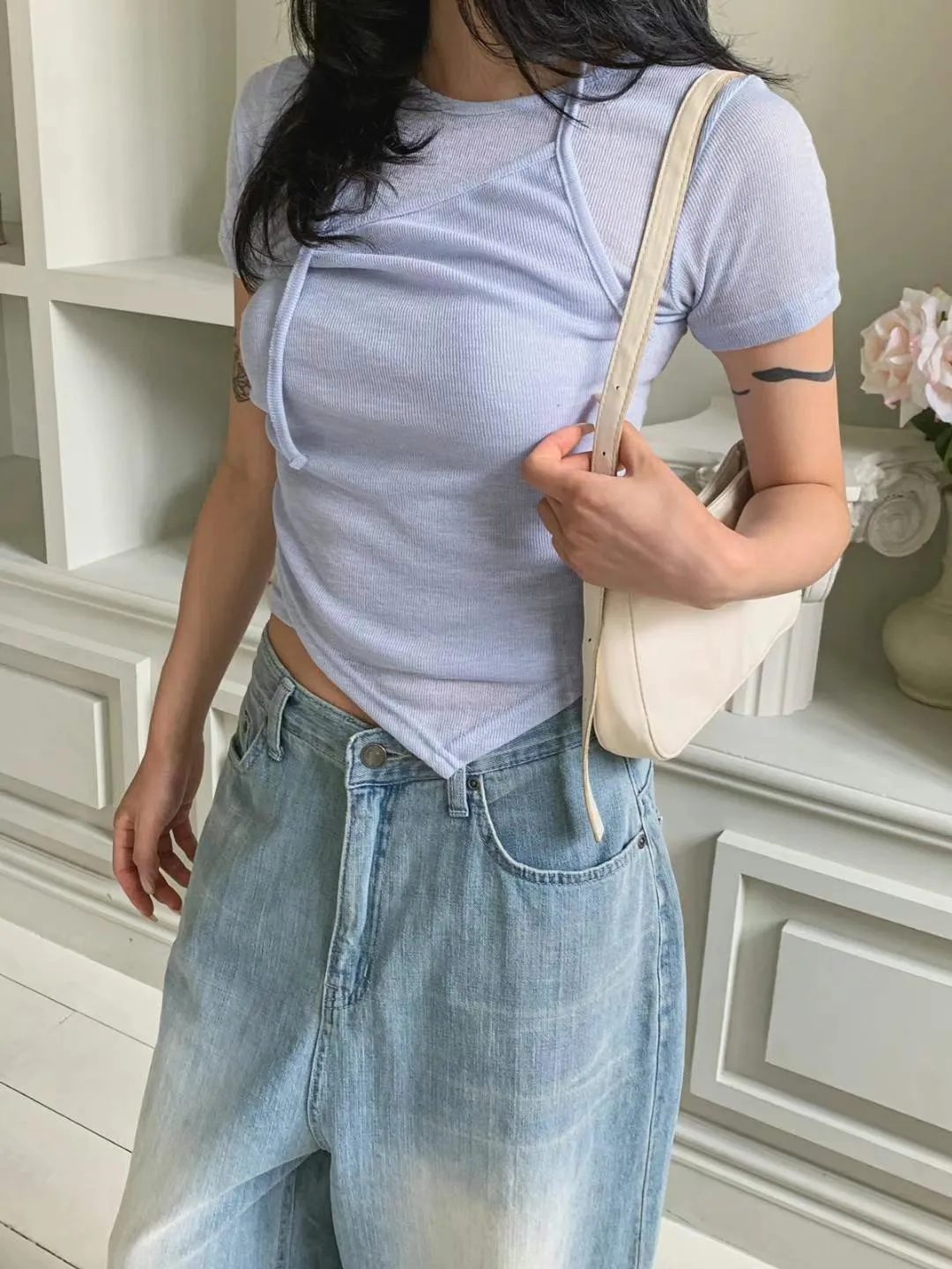 正韓不規則修身上衣 