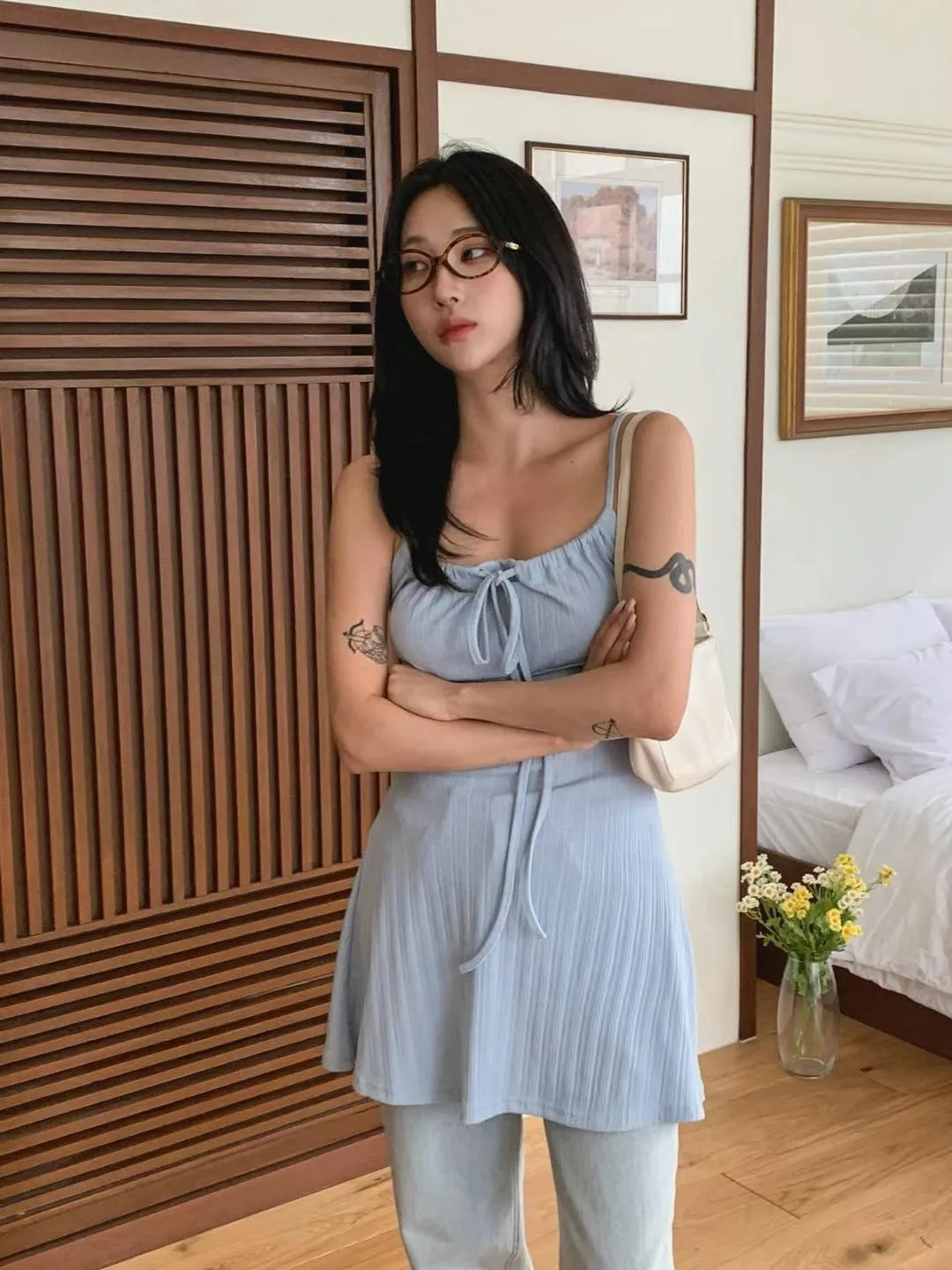 正韓超大版y2k口袋九分褲