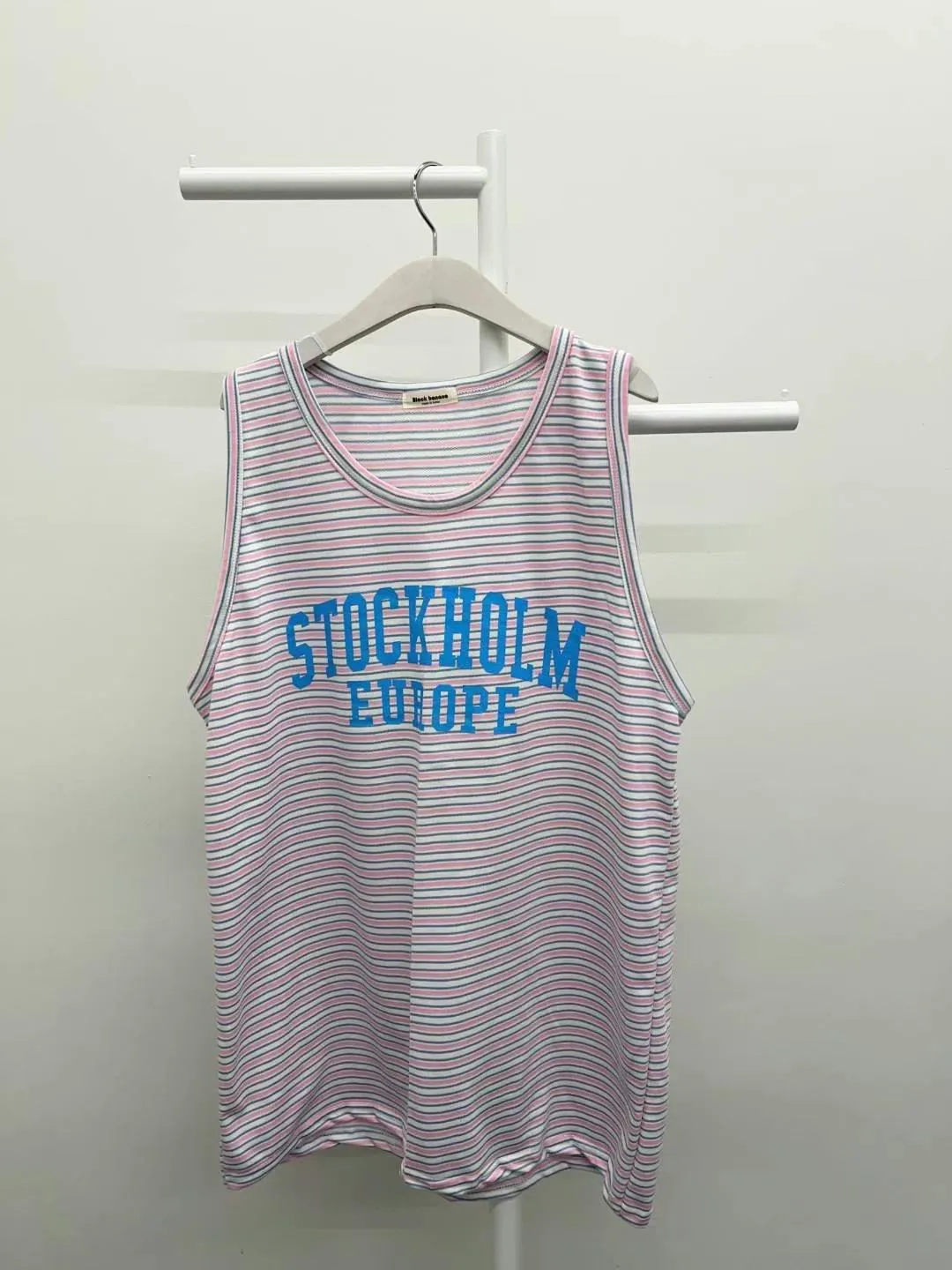 正韓美式配色字母條紋背心