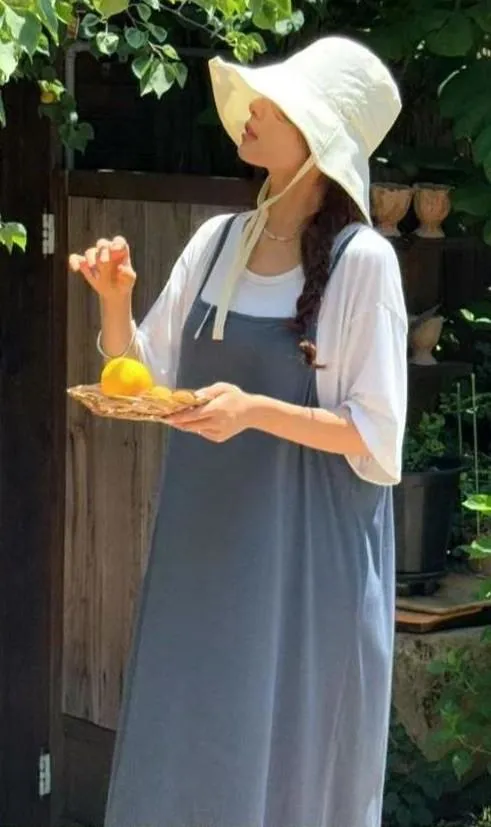 正韓慵懶自在的兩件式細肩長洋