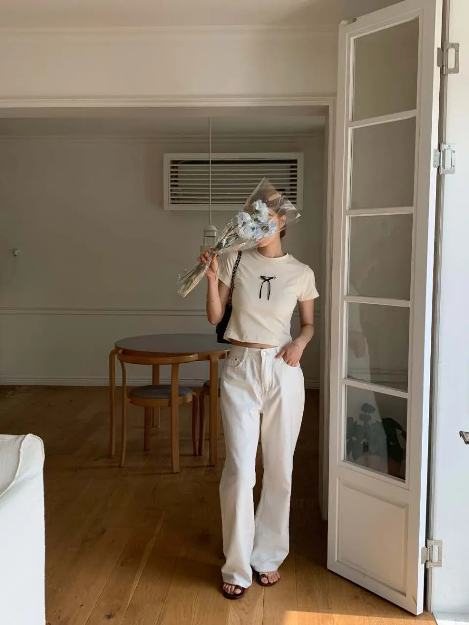 ️正韓 親膚蝴蝶結彈力上衣