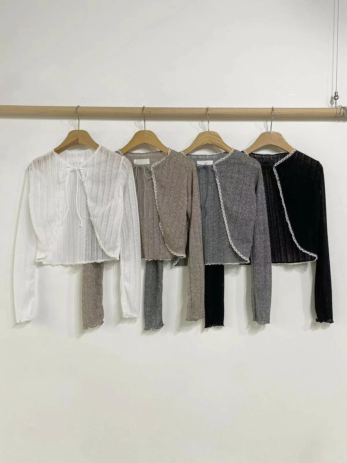 正韓 蕾絲邊綁帶小外套