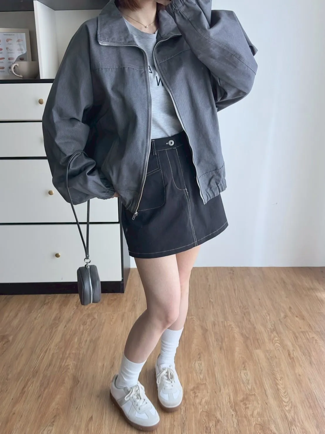 洗水牛仔拉鍊下縮外套