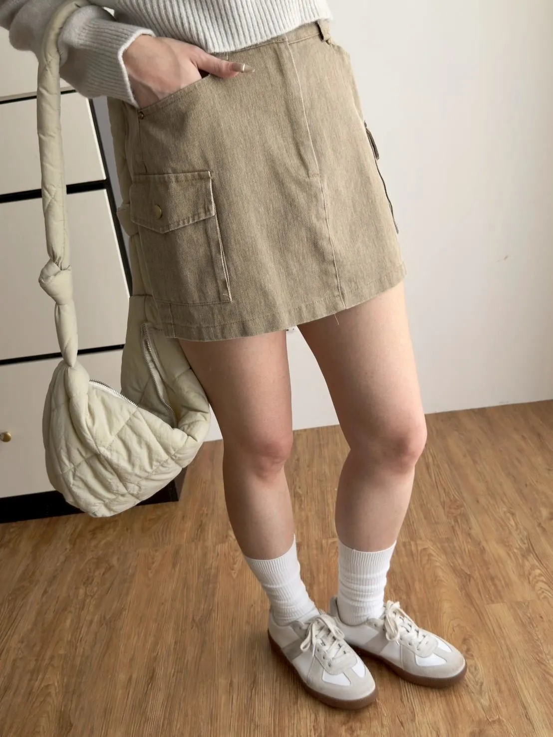 牛仔立體雙口袋短裙