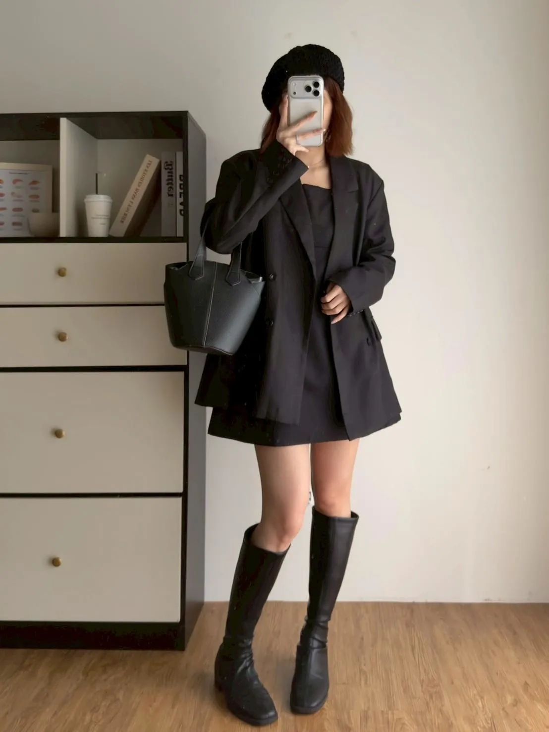 西裝細肩短洋裝