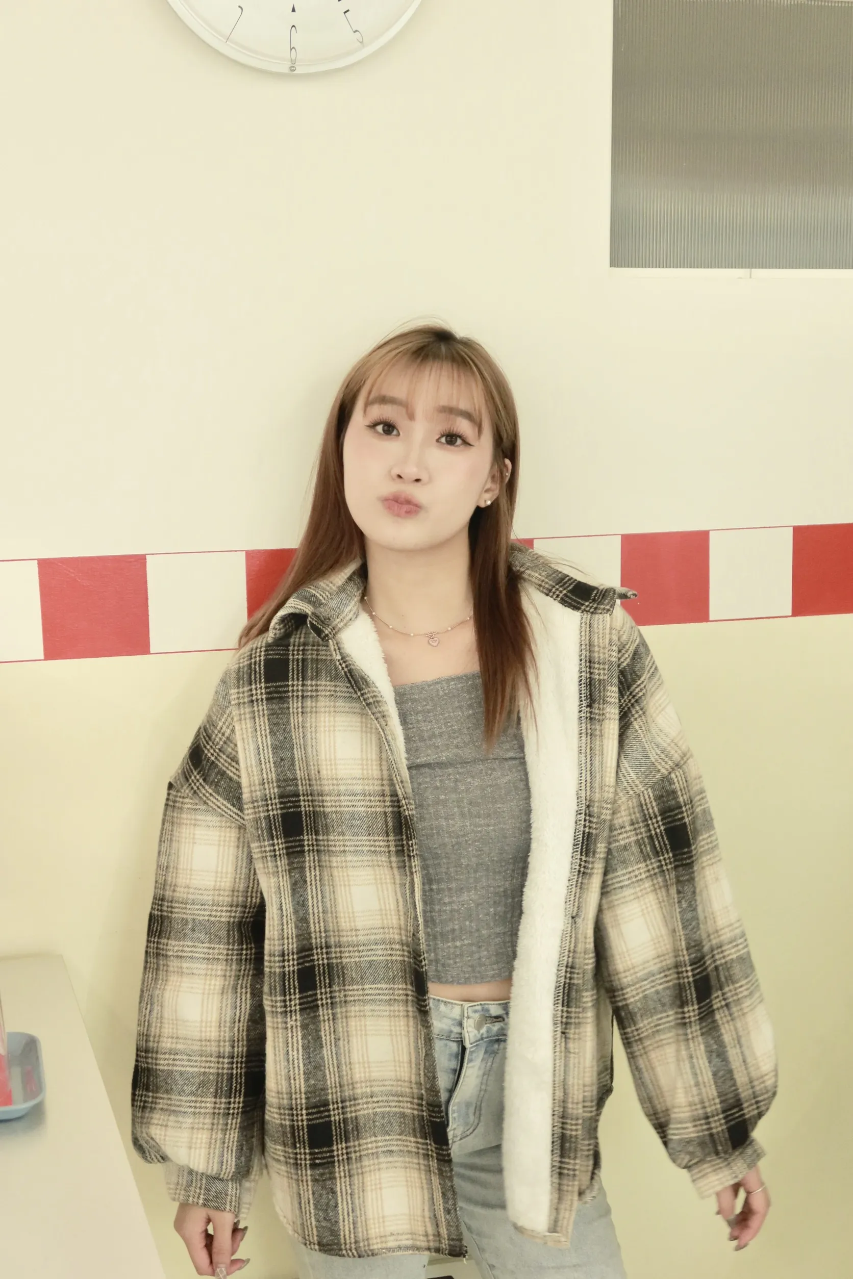 正韓羊毛內襯寬鬆襯衫