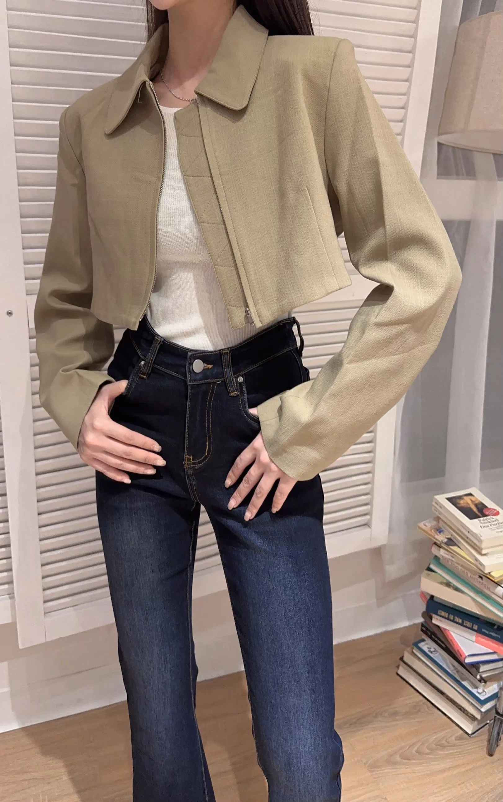 韓系俐落短板風衣外套