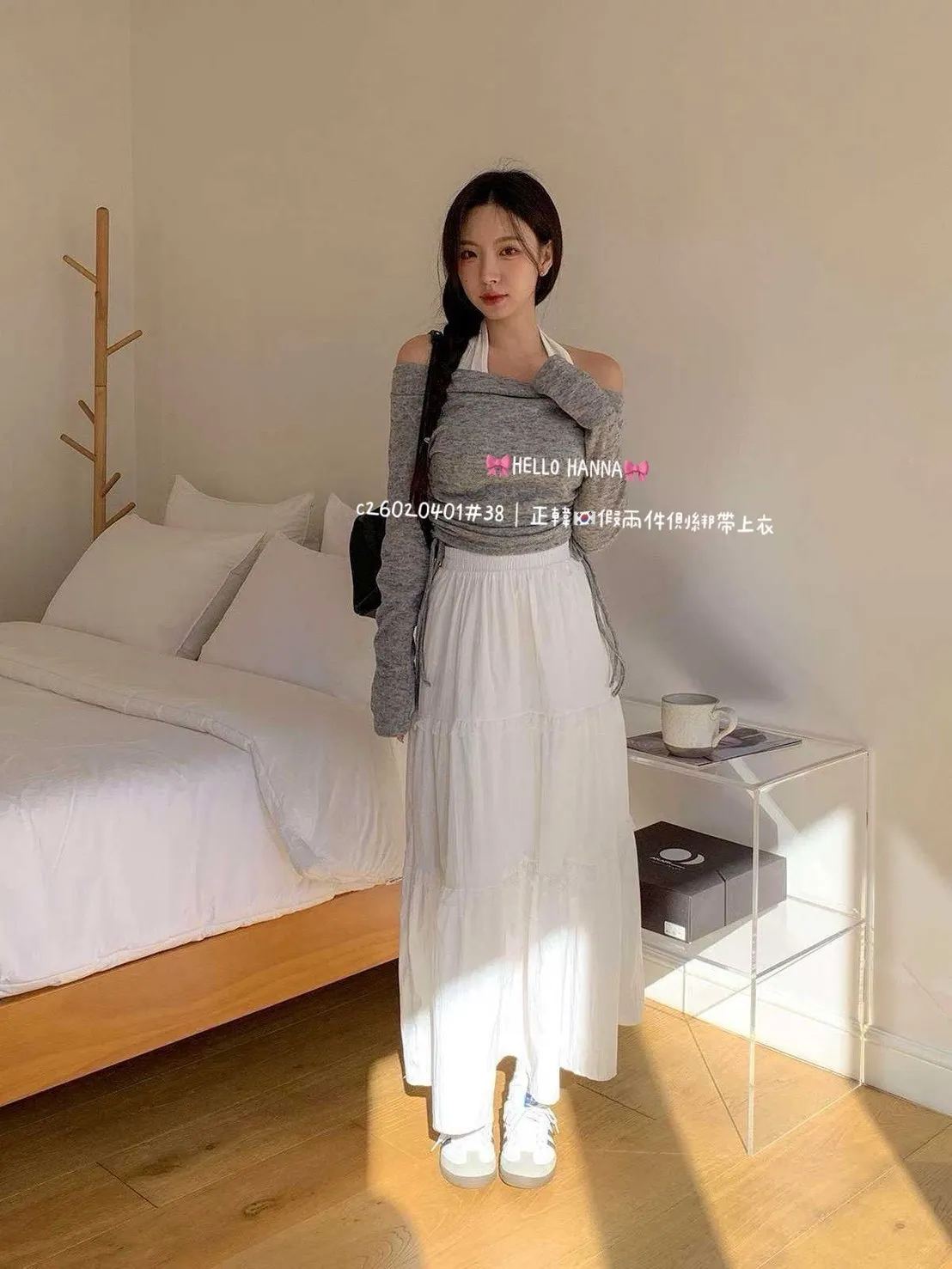 正韓假兩件側綁帶上衣