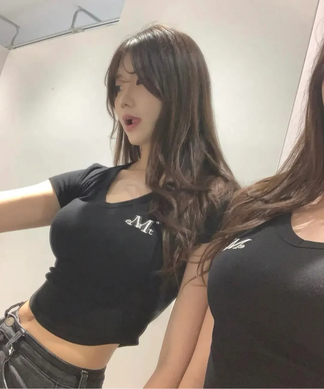 【預購】 MUCENT VELIN V-NECK CROP HALF T 刺繡 V領 修身上衣