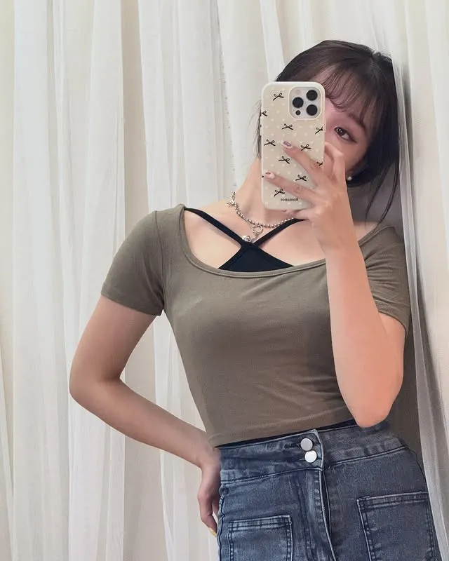 正韓短袖不規則兩件套裝